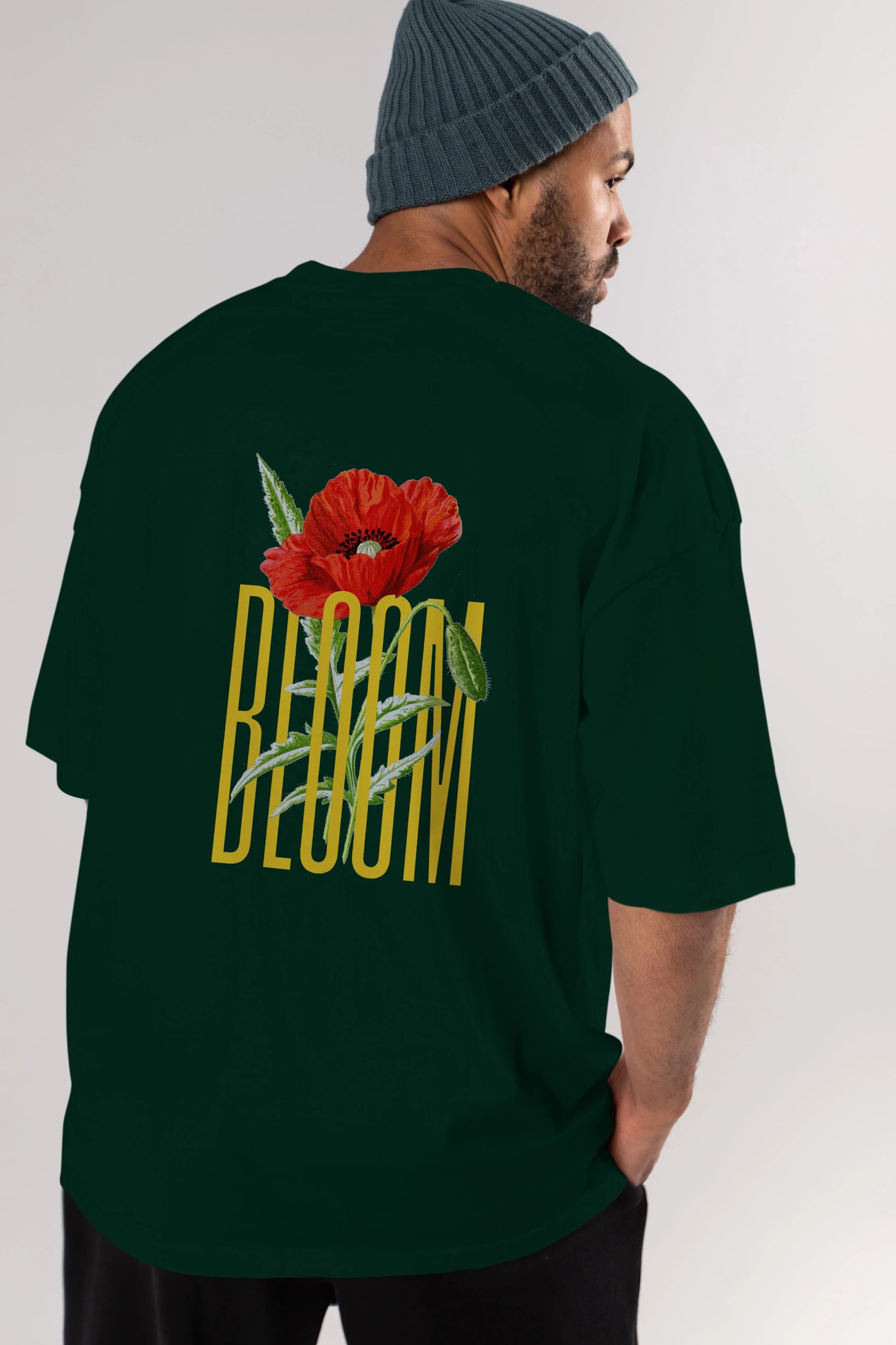 Bloom Flower Arka Baskılı Oversize t-shirt Erkek Kadın Unisex