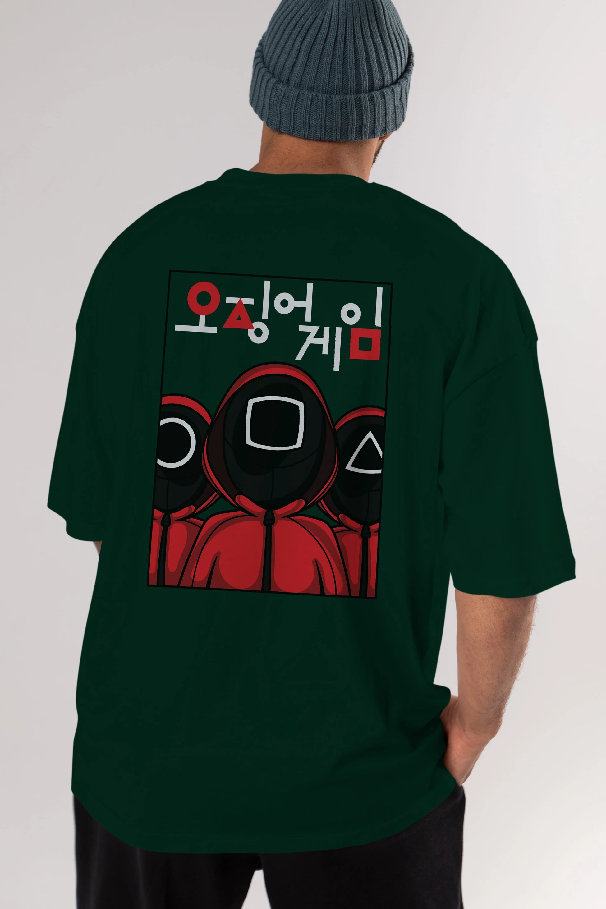 Squid Game (7) Arka Baskılı Oversize t-shirt Erkek Kadın Unisex %100 Pamuk Bisiklet Yaka tişort