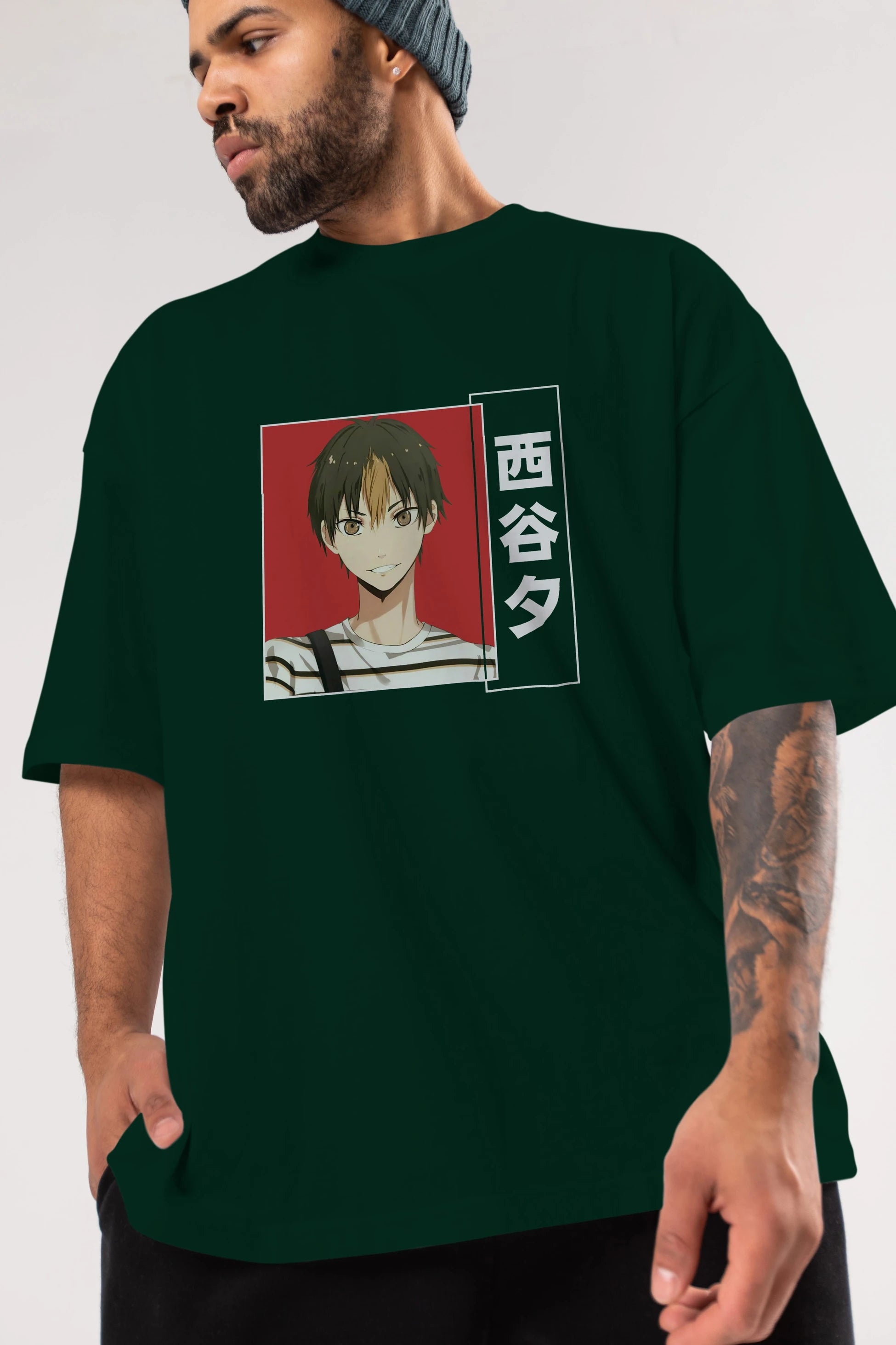 Yuu Nishinoya 1 Anime Ön Baskılı Oversize t-shirt %100 pamuk Erkek Kadın Unisex