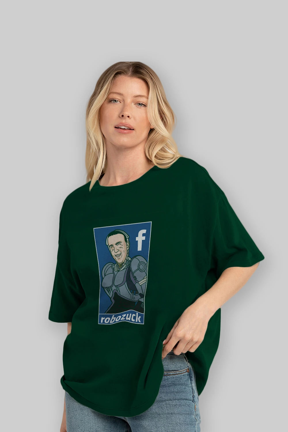 Robozuck Ön Baskılı Oversize t-shirt Erkek Kadın Unisex %100 Pamuk tişort