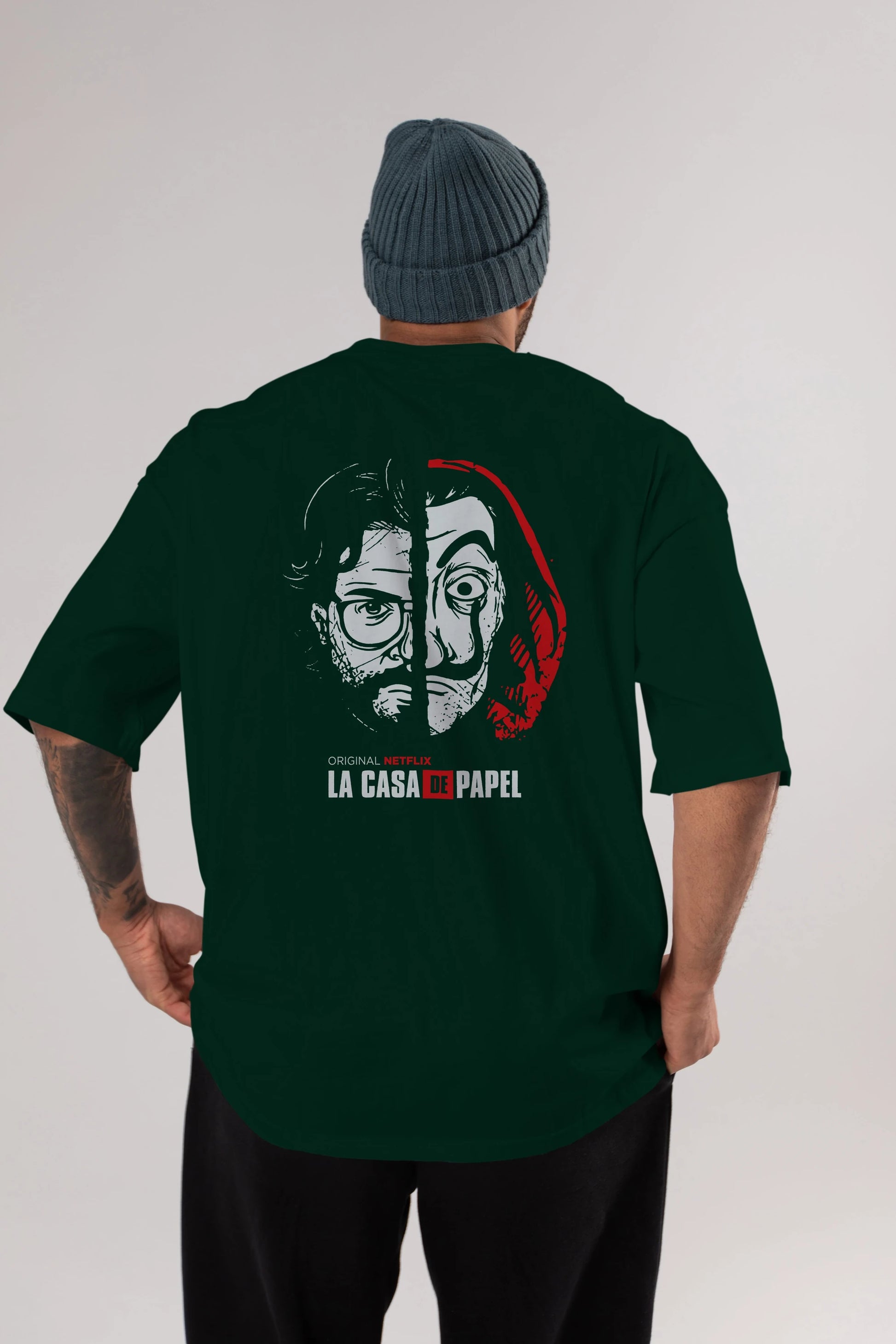 La Casa De Papel (9) Arka Baskılı Oversize t-shirt Erkek Kadın Unisex %100 Pamuk Bisiklet Yaka tişort