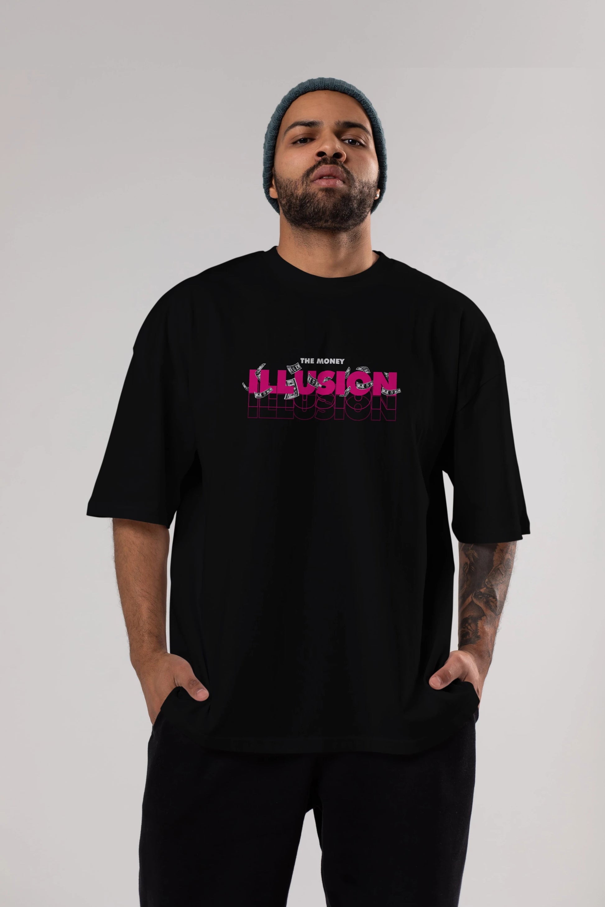 The Money Illusion Ön Baskılı Oversize t-shirt Erkek Kadın Unisex