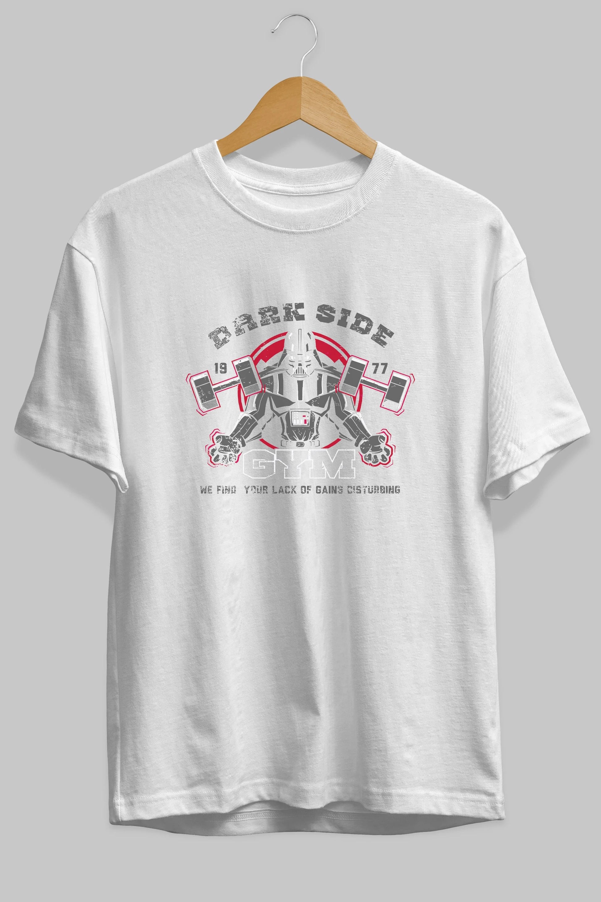Darth Vader GYM Ön Baskılı Oversize t-shirt Erkek Kadın Unisex %100 Pamuk Bisiklet Yaka tişort