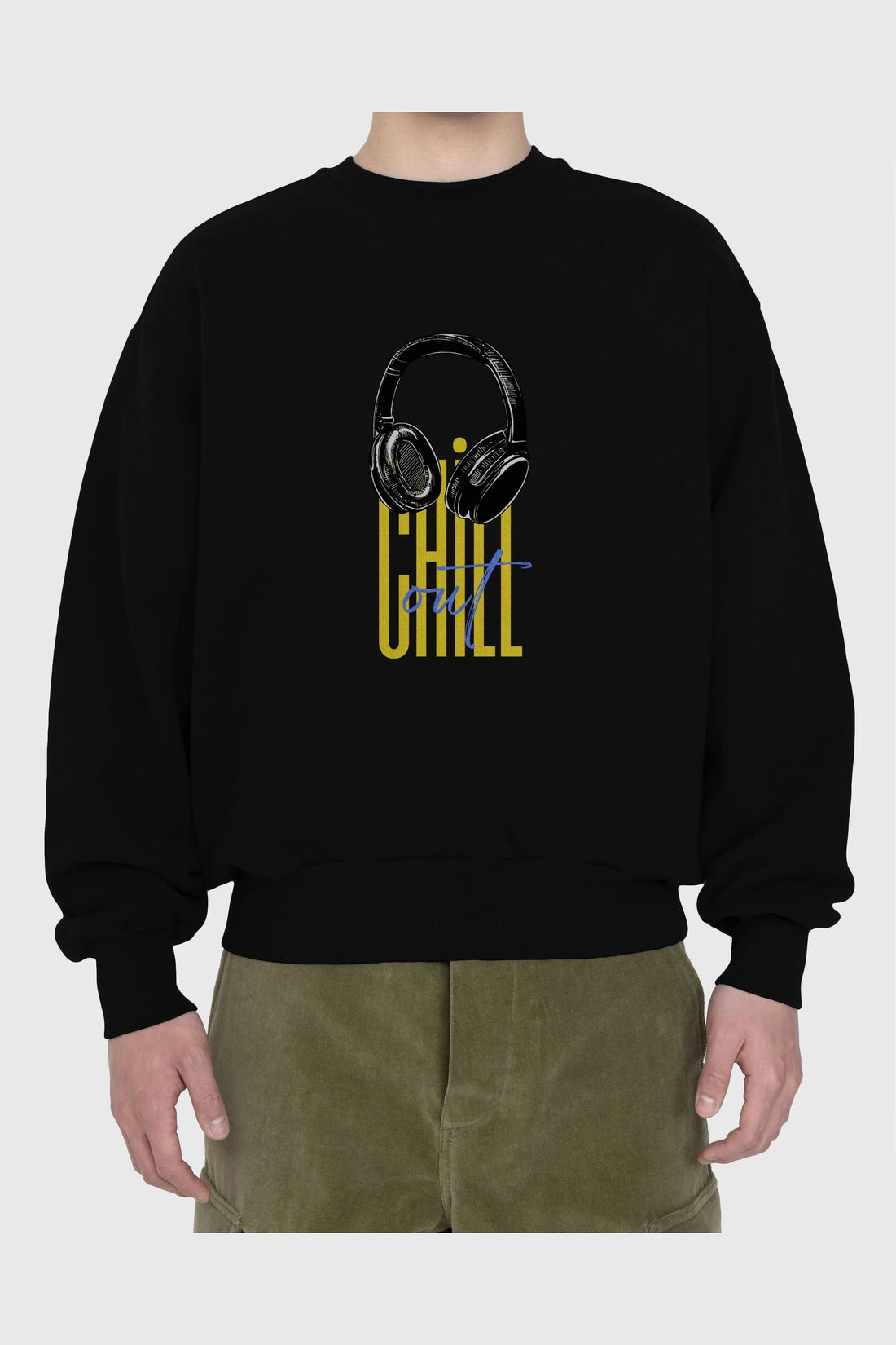 Chill Out Yazılı Ön Baskılı Oversize Sweatshirt Erkek Kadın Unisex