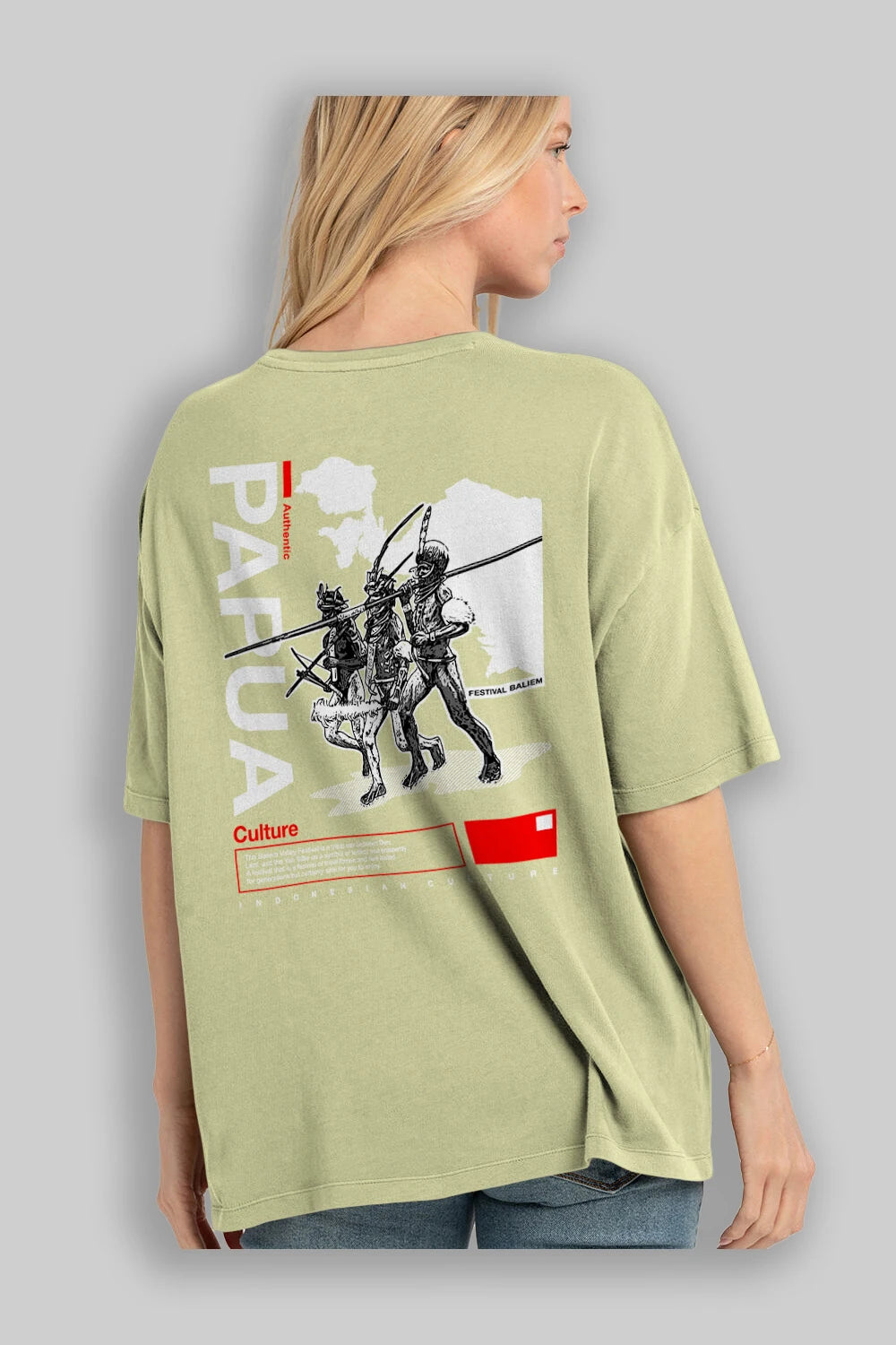 Papua Culture Arka Baskılı Oversize t-shirt Erkek Kadın Unisex