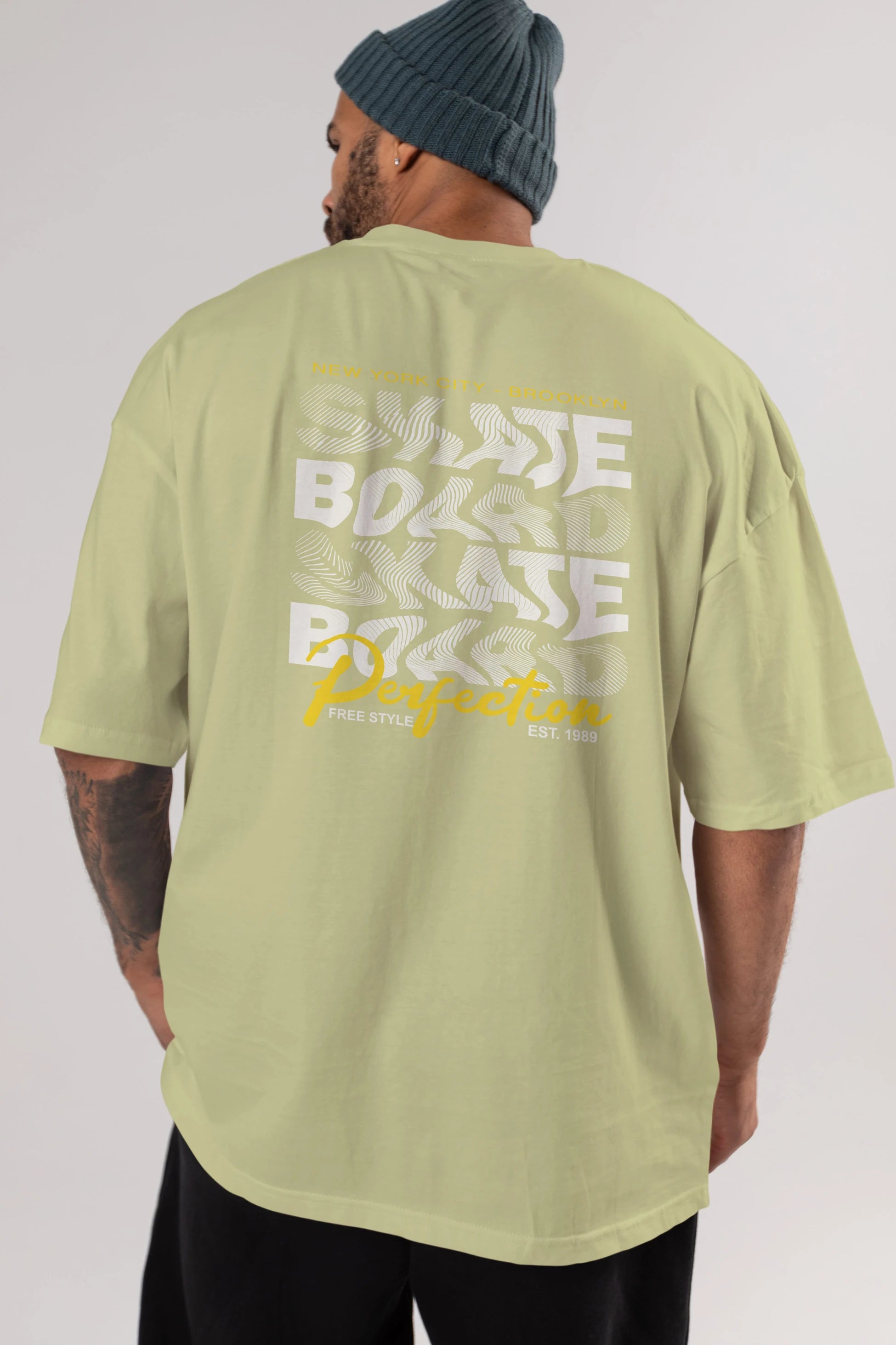 New York City and Brooklyn Arka Baskılı Oversize t-shirt Erkek Kadın Unisex