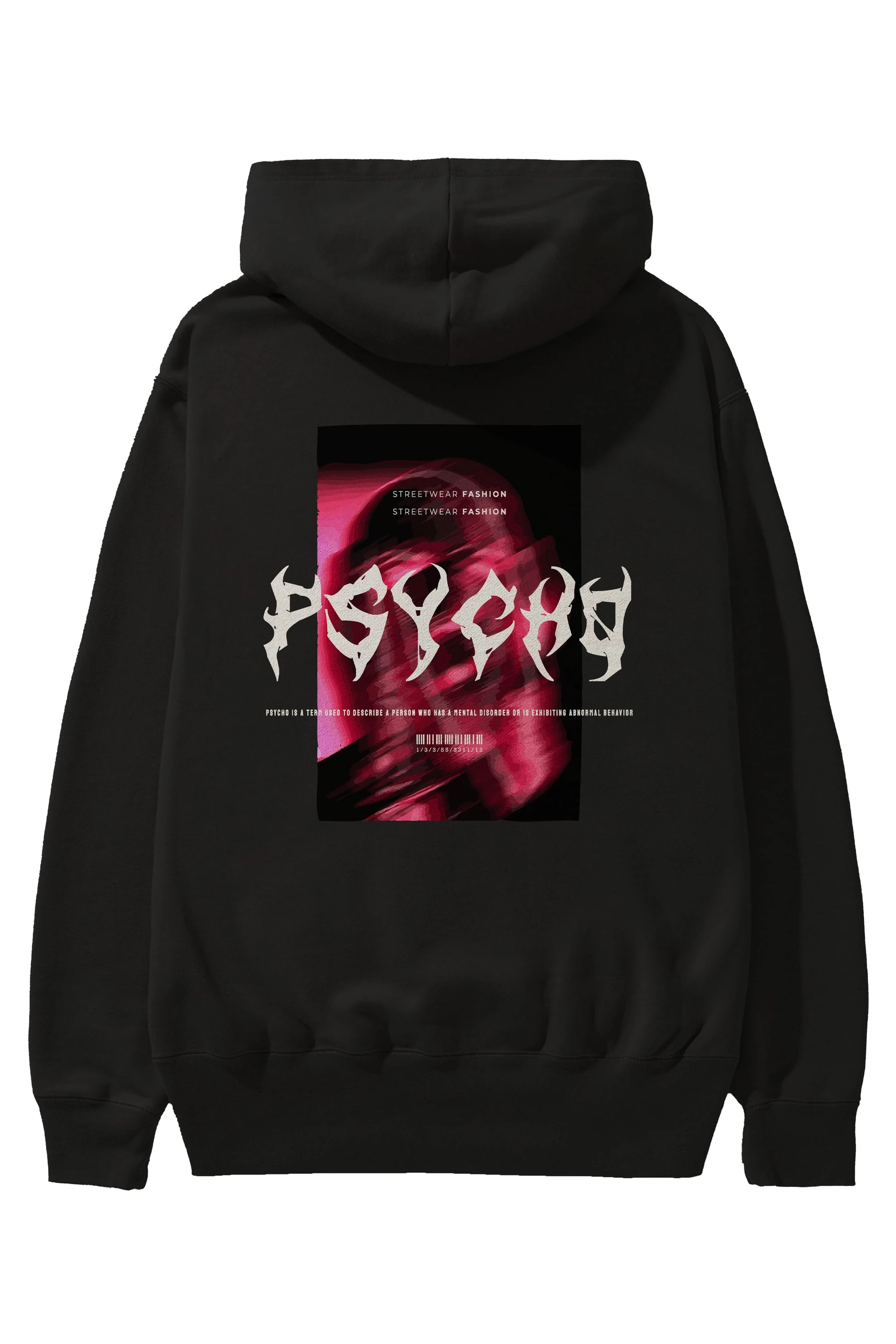 Psycho Streetwear Arka Baskılı Hoodie Oversize Kapüşonlu Sweatshirt Erkek Kadın Unisex