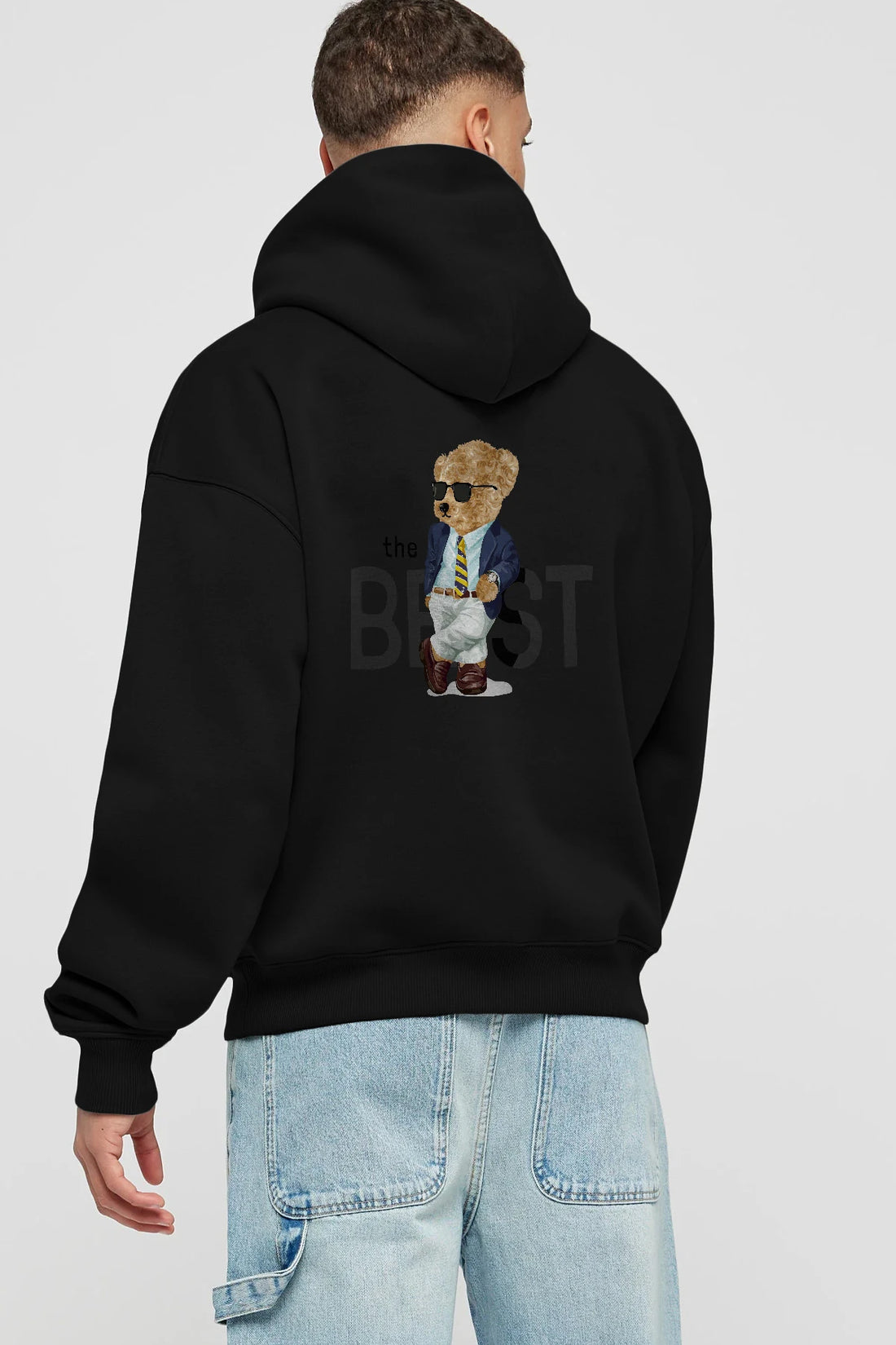 Teddy Bear The Best Arka Baskılı Hoodie Oversize Kapüşonlu Sweatshirt Erkek Kadın Unisex