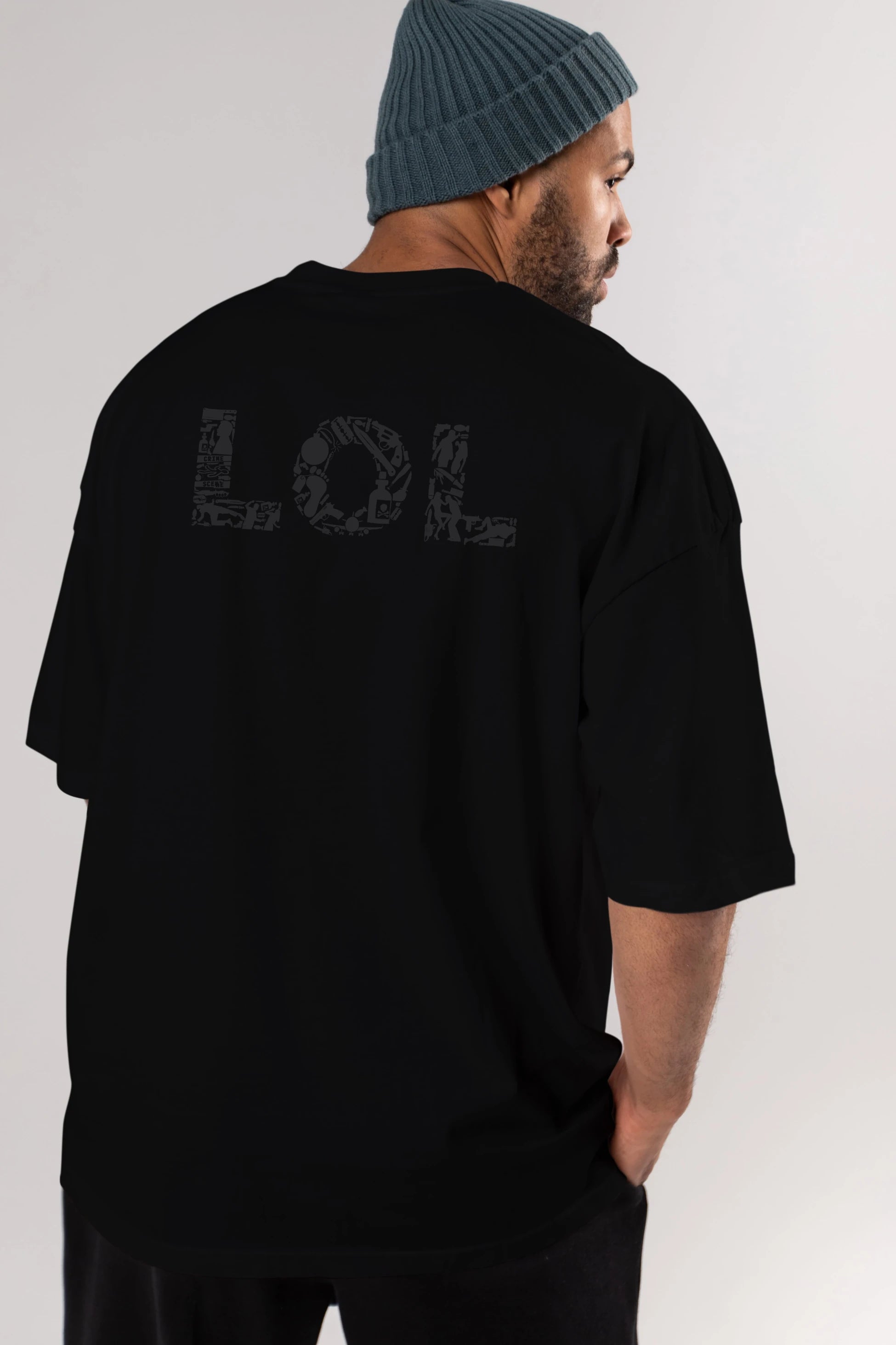 LOL Arka Baskılı Oversize t-shirt %100 pamuk Erkek Kadın Unisex