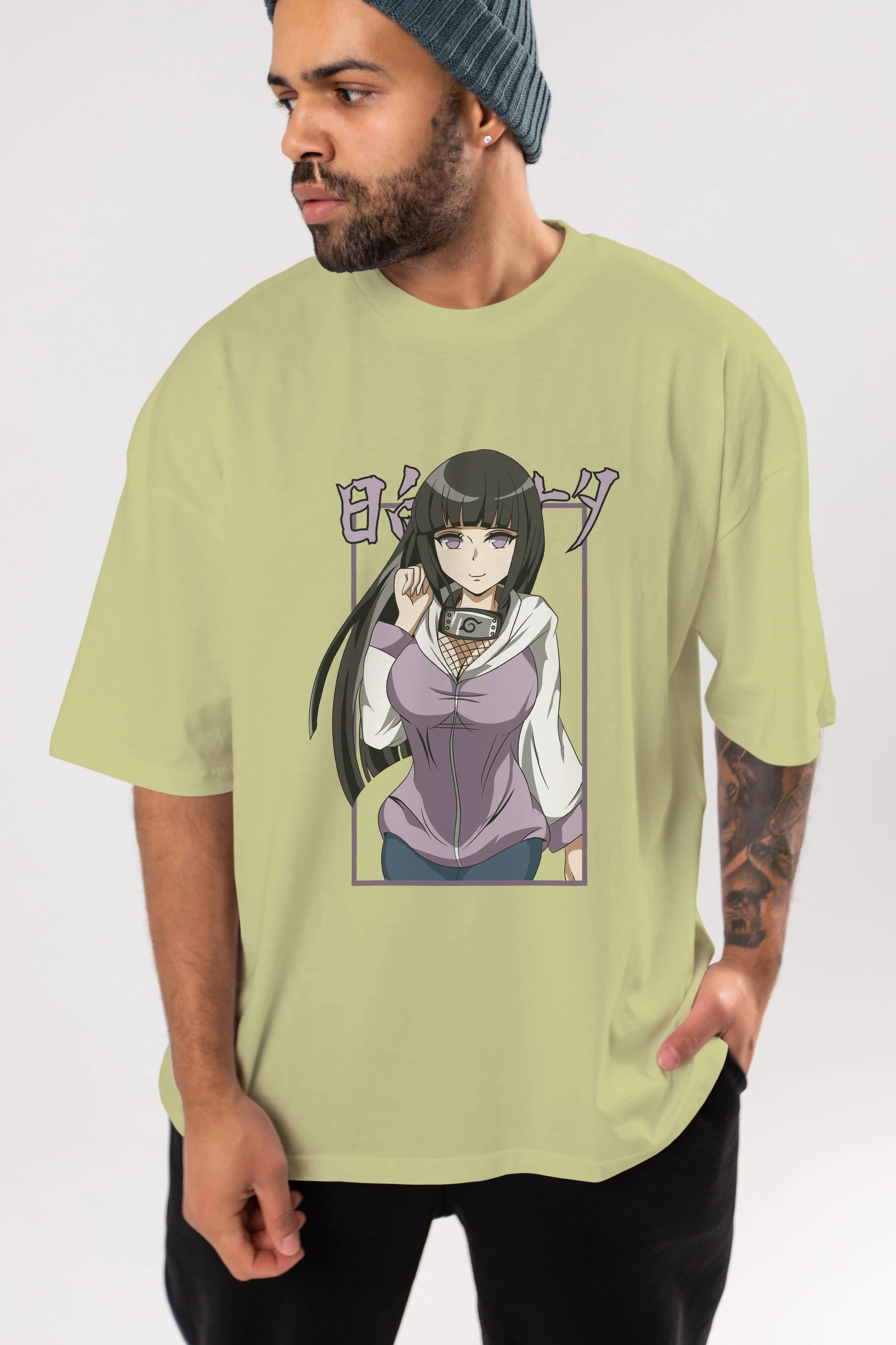 Hinata NARUTO Anime Ön Baskılı Oversize t-shirt %100 pamuk Erkek Kadın Unisex