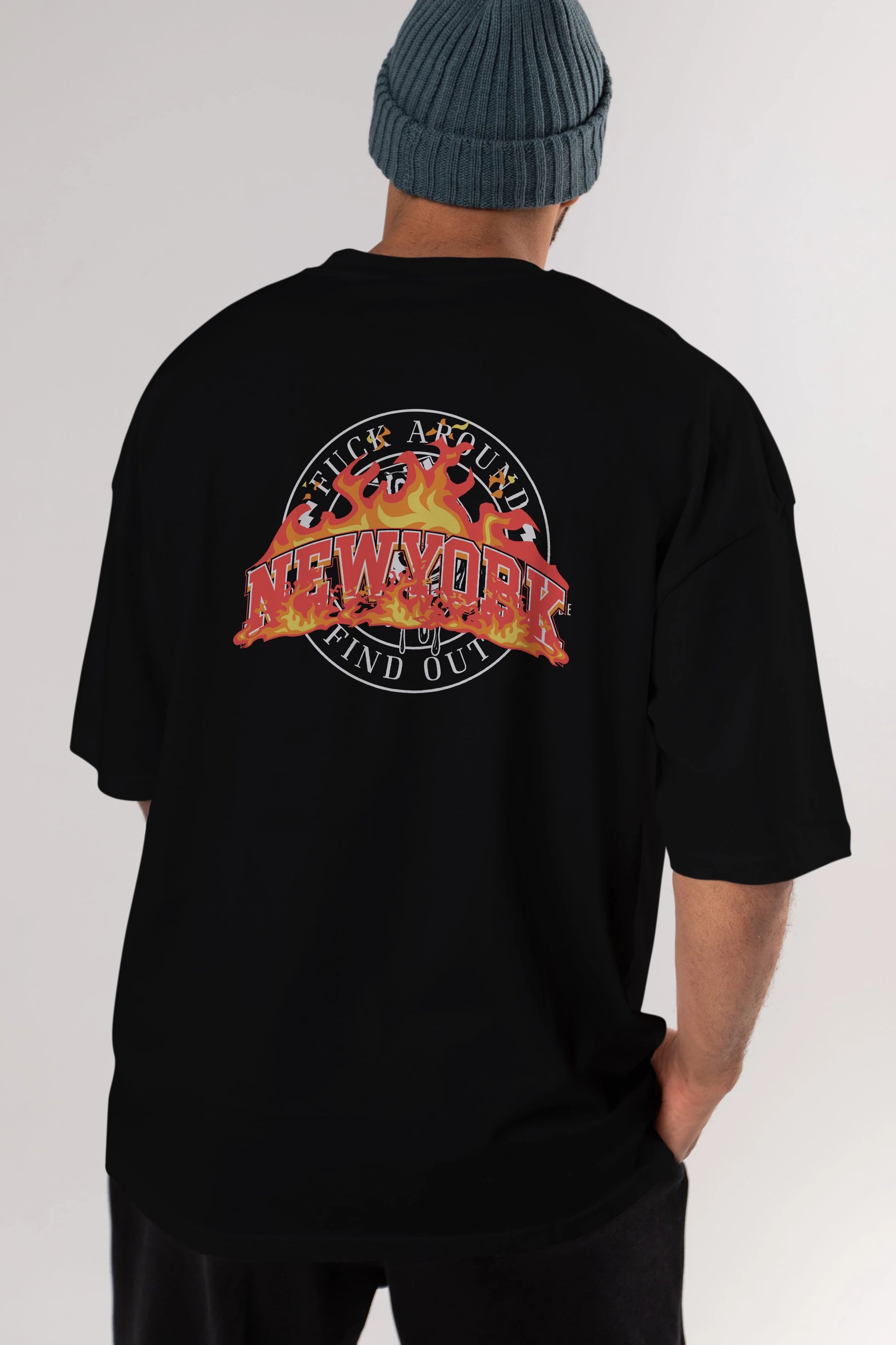 Newyork Style Arka Baskılı Oversize t-shirt Erkek Kadın Unisex