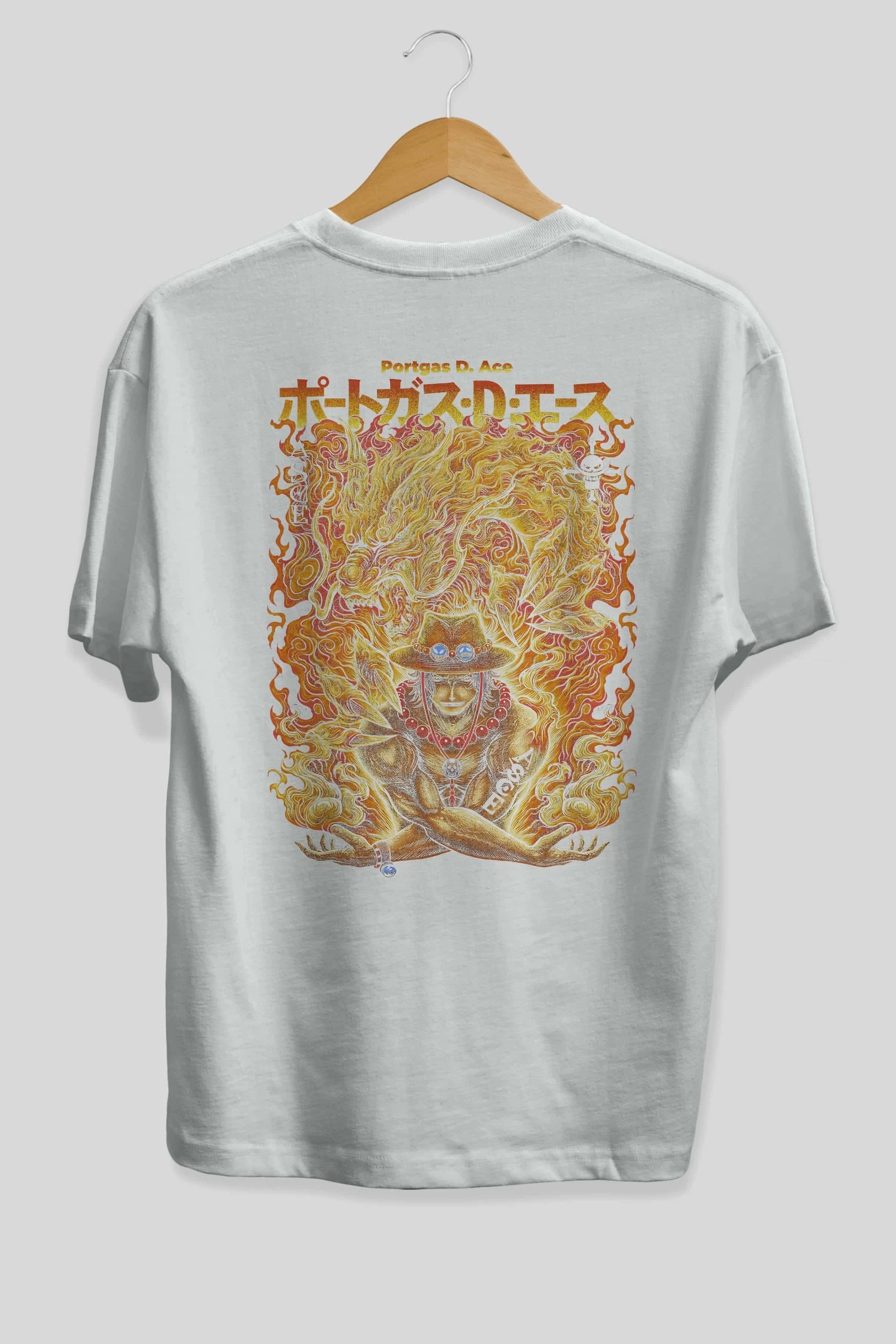 PORTGAS D. ACE Anime Arka Baskılı Oversize t-shirt Erkek Kadın Unisex