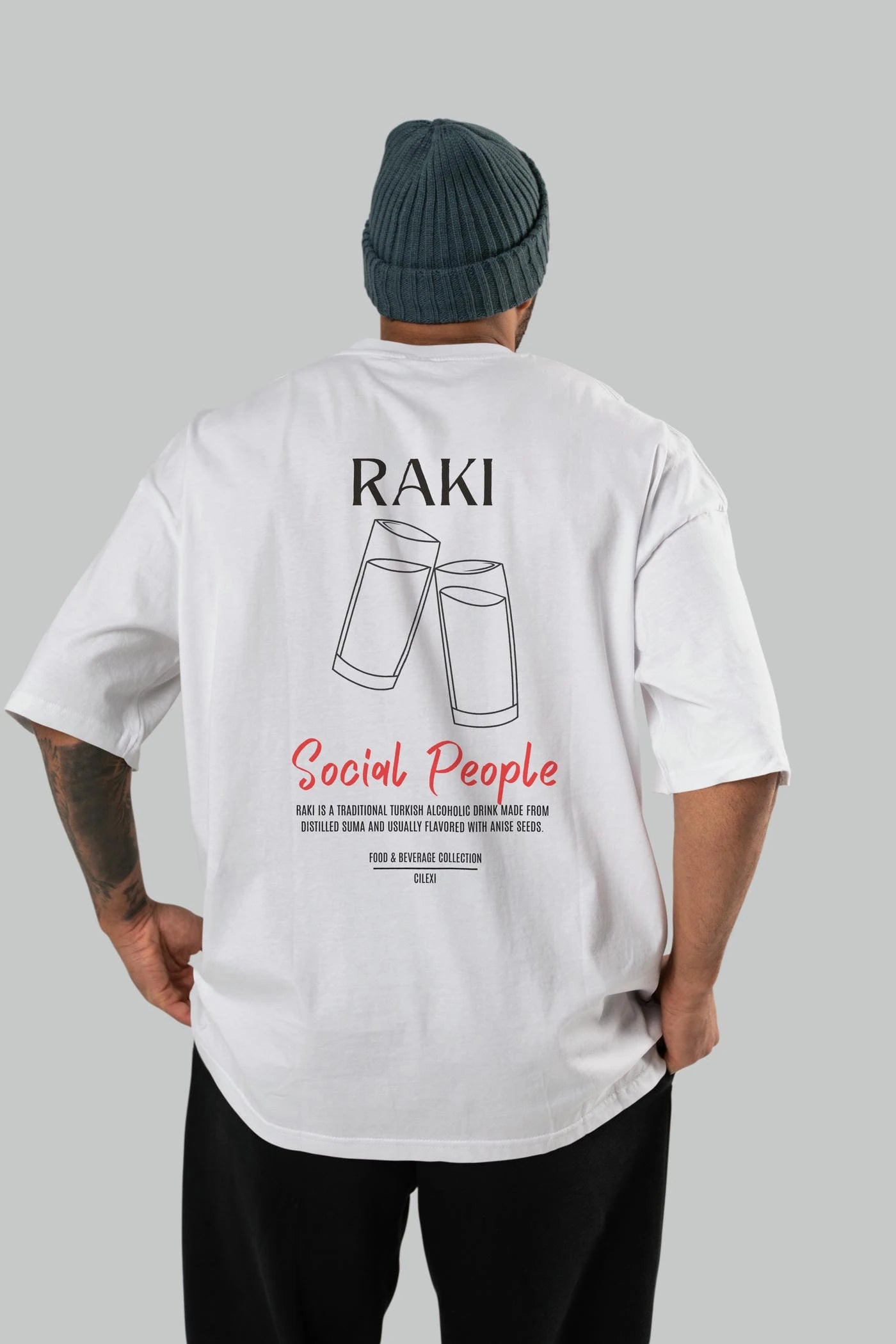 Rakı Kokteyl Serisi Baskılı Oversize t-shirt Erkek Kadın Unisex %100 Pamuk Bisiklet Yaka tişort