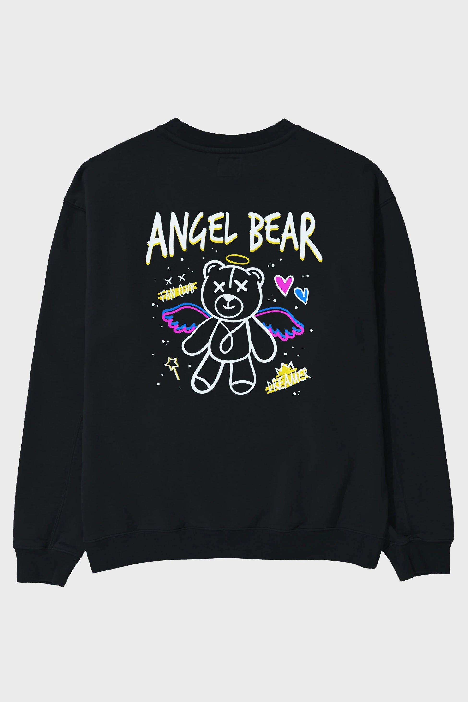 Angel Bear Arka Baskılı Oversize Sweatshirt Erkek Kadın Unisex