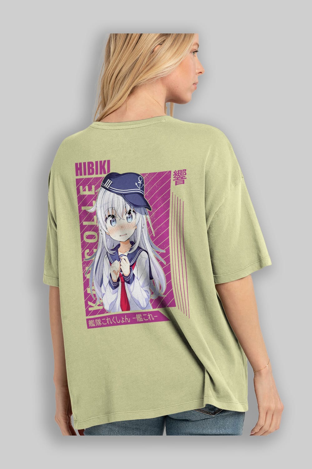 Hibiki 4 Anime Arka Baskılı Oversize t-shirt Erkek Kadın Unisex