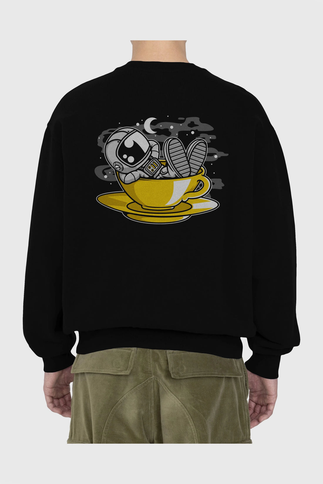 Astronaut Relax Arka Baskılı Oversize Sweatshirt Erkek Kadın Unisex