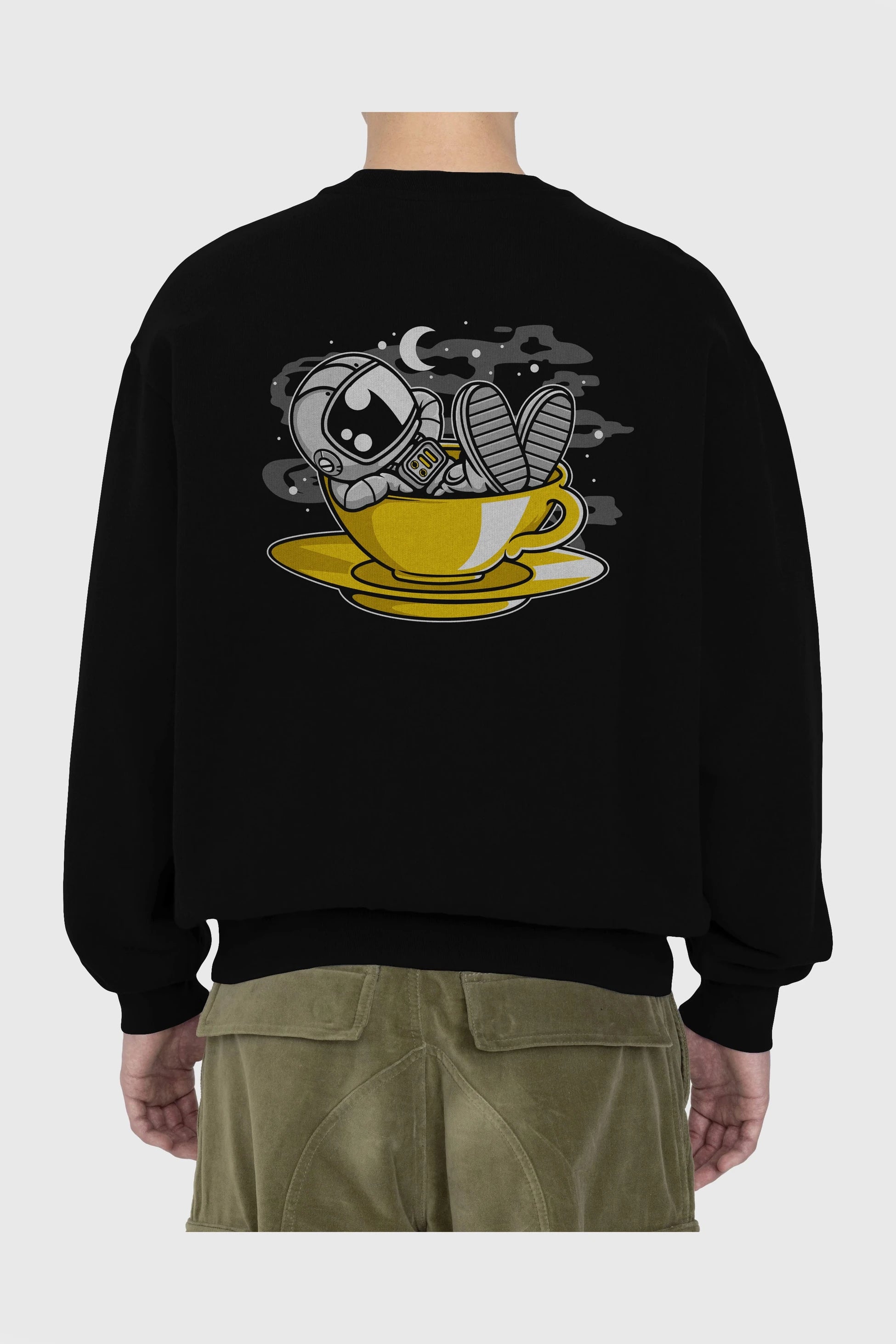 Astronaut Relax Arka Baskılı Oversize Sweatshirt Erkek Kadın Unisex