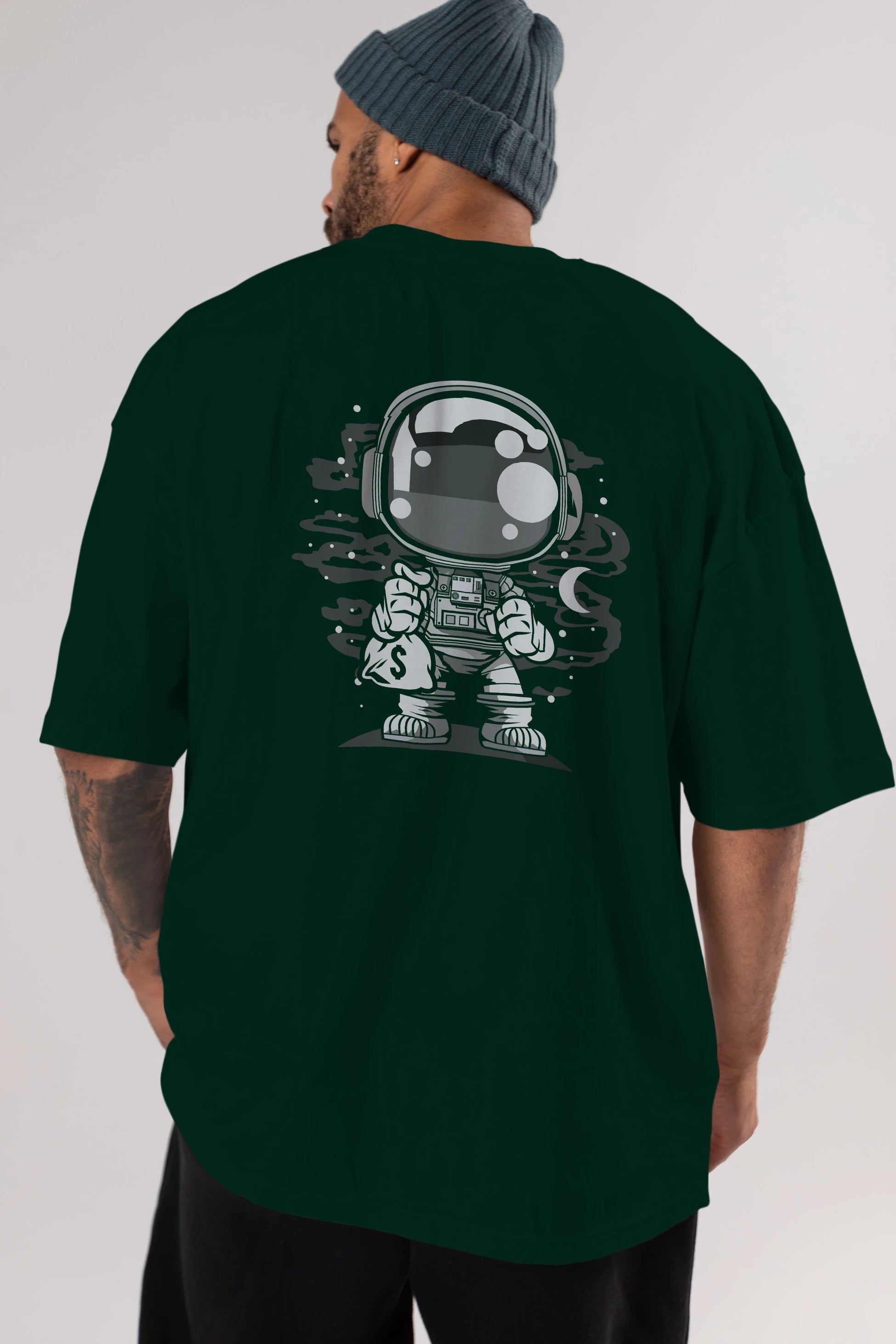 Astronaut Chibi Arka Baskılı Oversize t-shirt Erkek Kadın Unisex