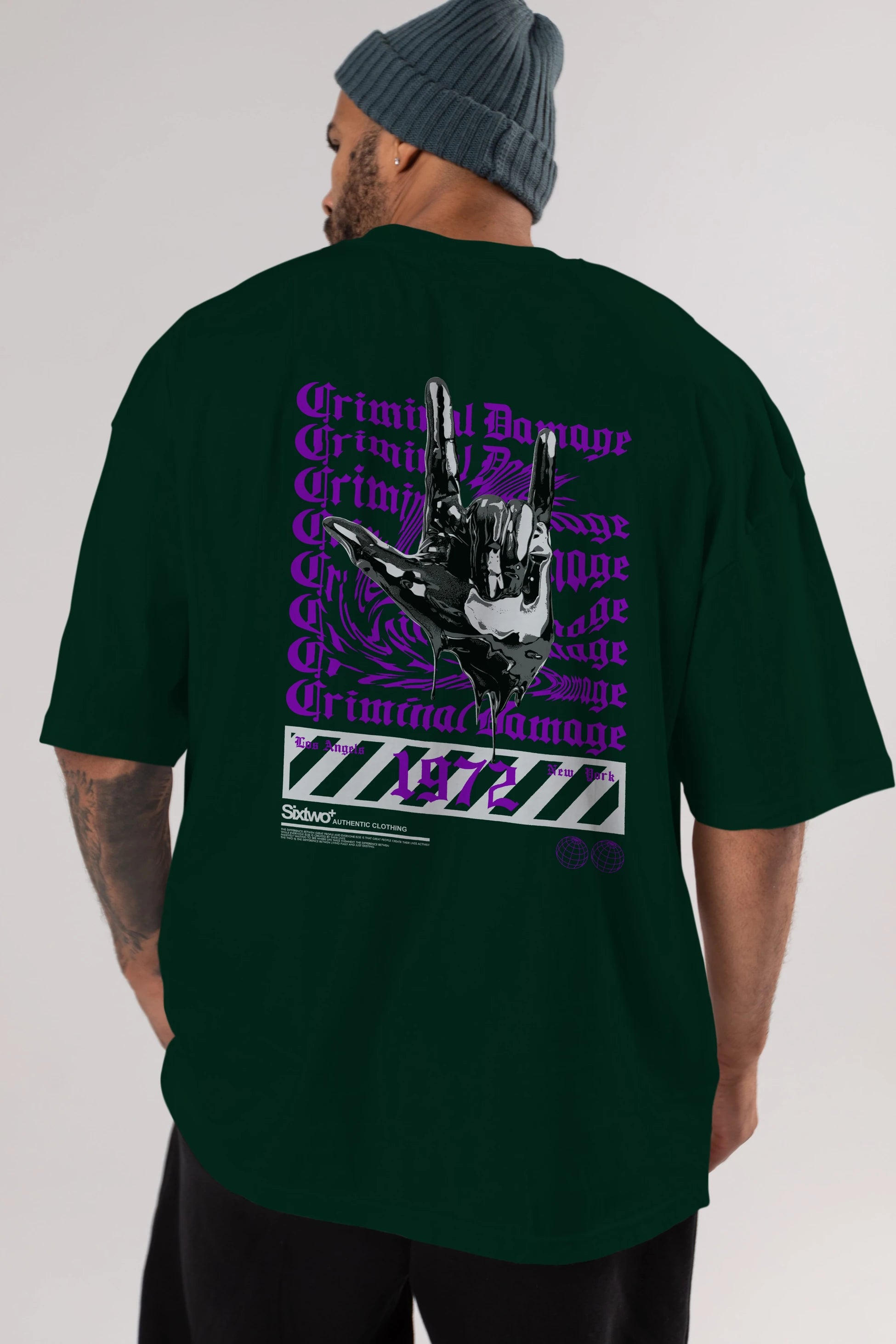 Criminal Damage 2 Arka Baskılı Oversize t-shirt Erkek Kadın Unisex