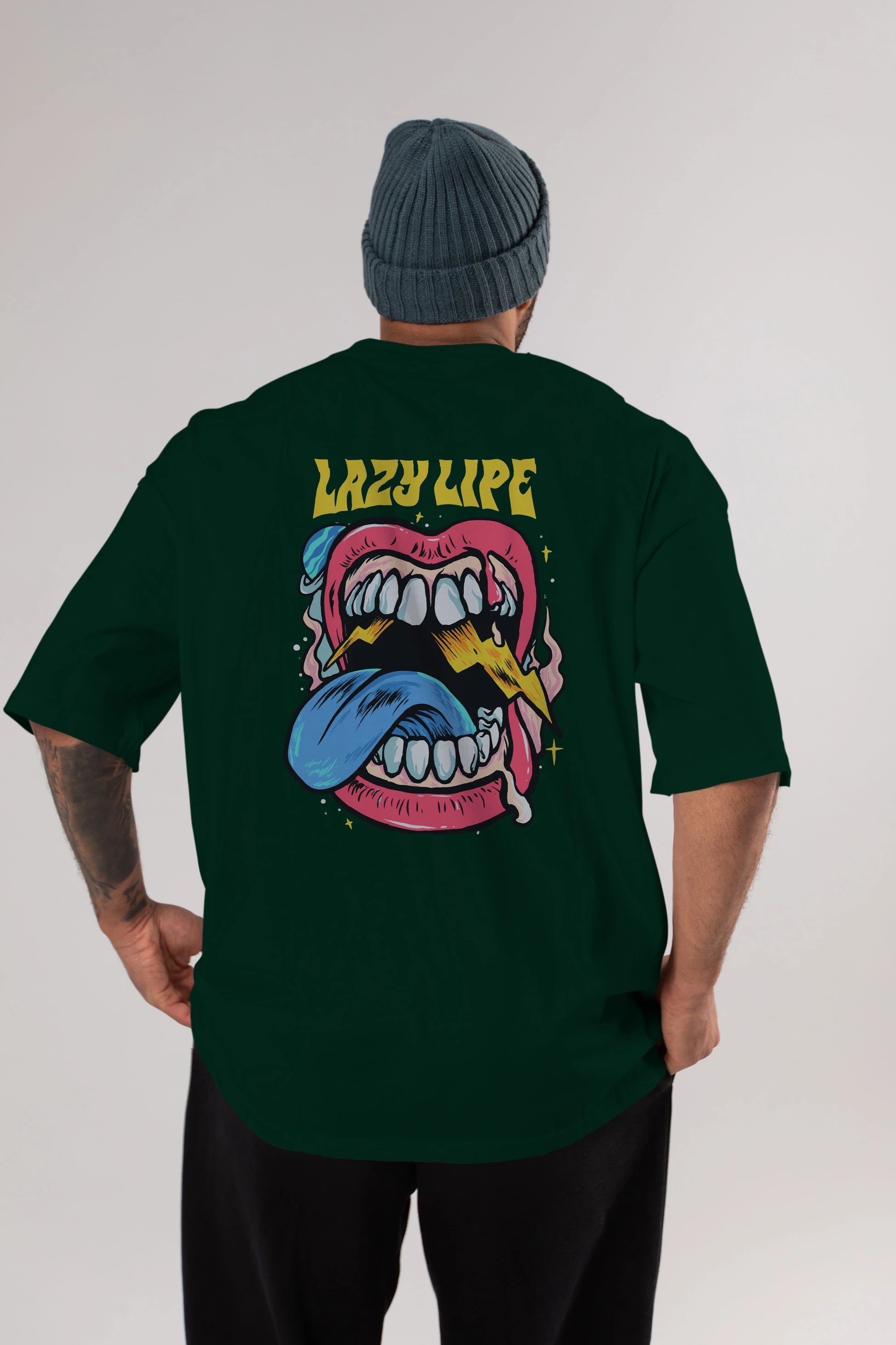 Lazy Lipe Arka Baskılı Oversize t-shirt Erkek Kadın Unisex