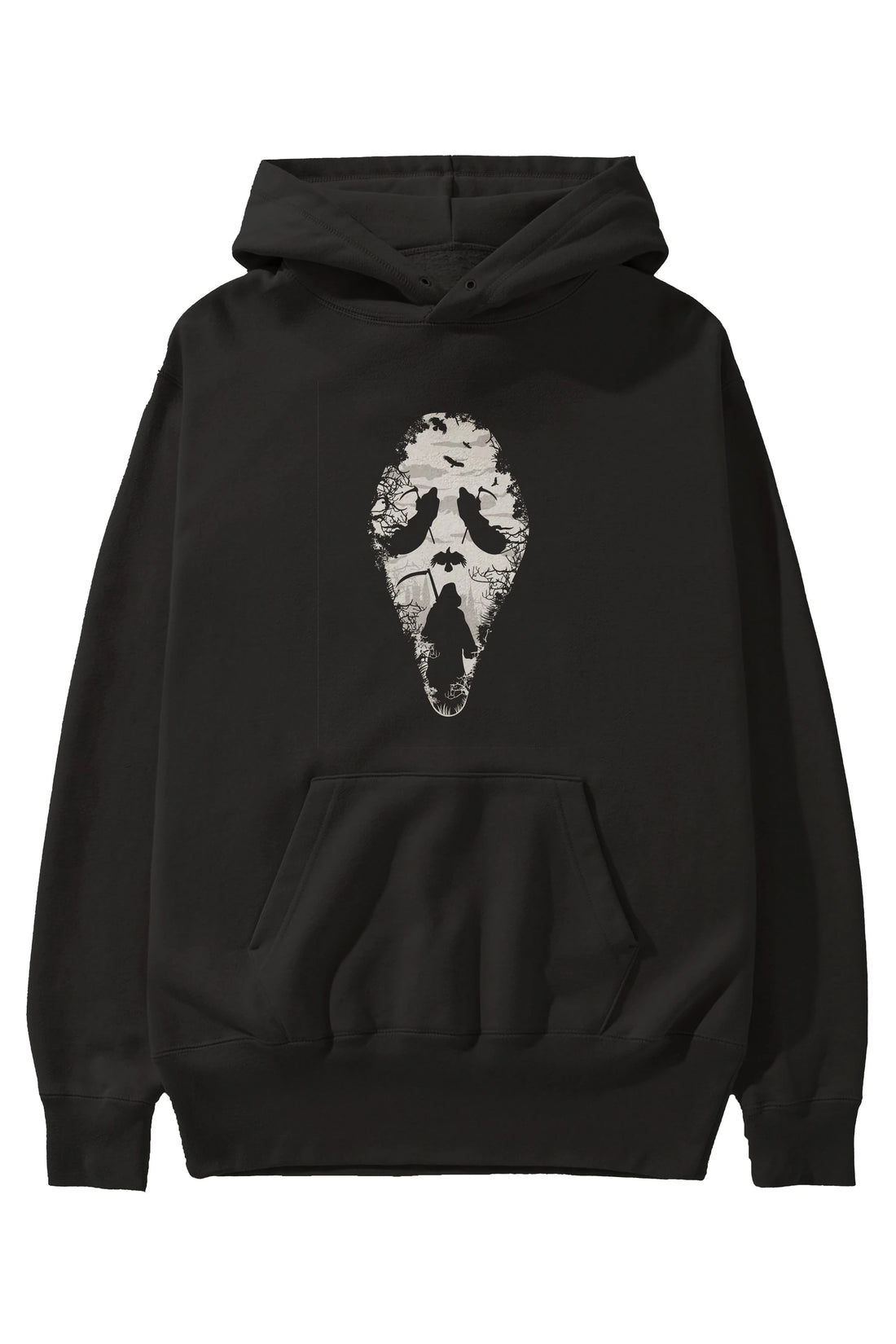 Reaper Scream Ön Baskılı Hoodie Oversize Kapüşonlu Sweatshirt Erkek Kadın Unisex