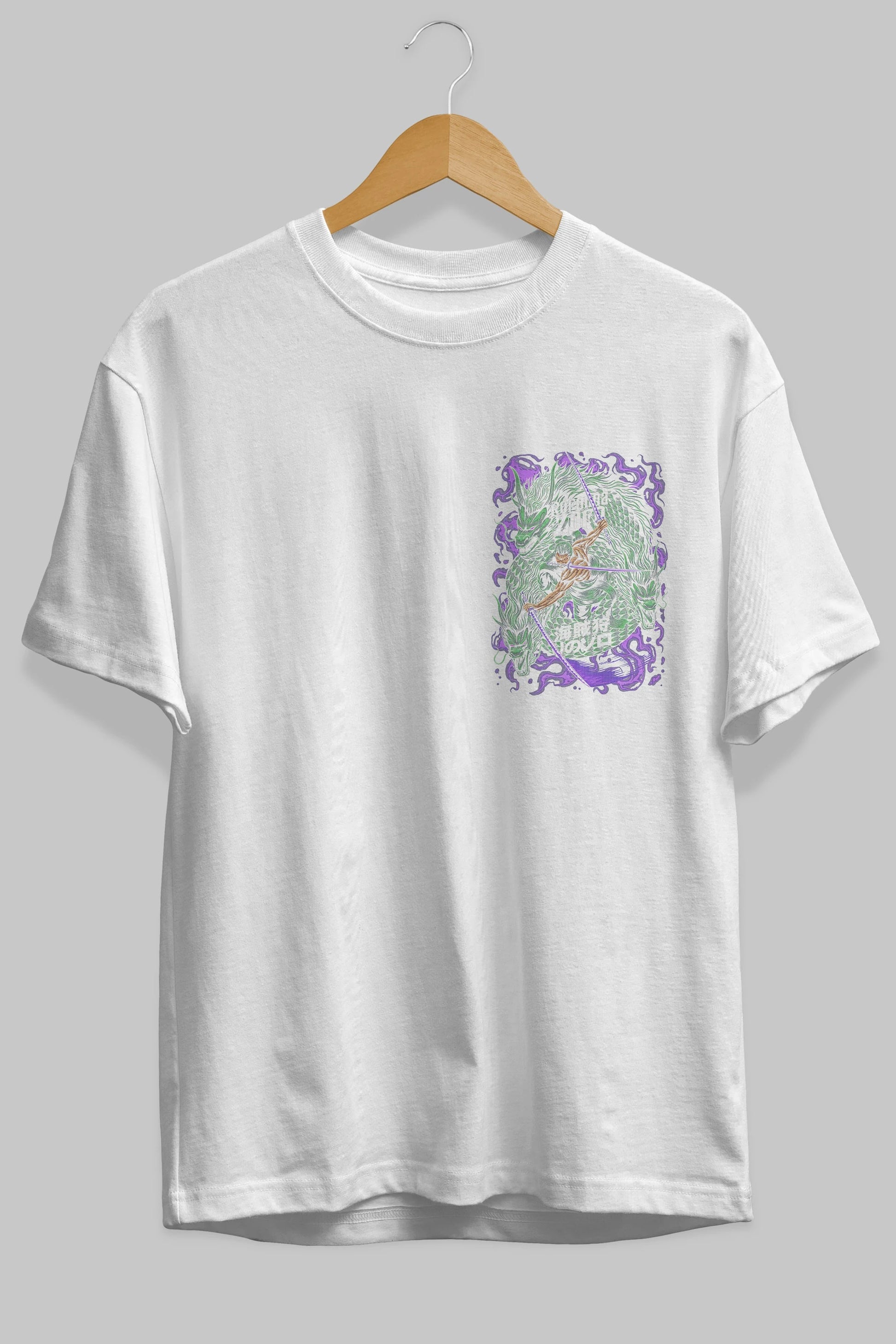 RORONOA ZORO 5 Ön Sol Baskılı Oversize t-shirt Erkek Kadın Unisex %100 Pamuk Bisiklet Yaka tişort