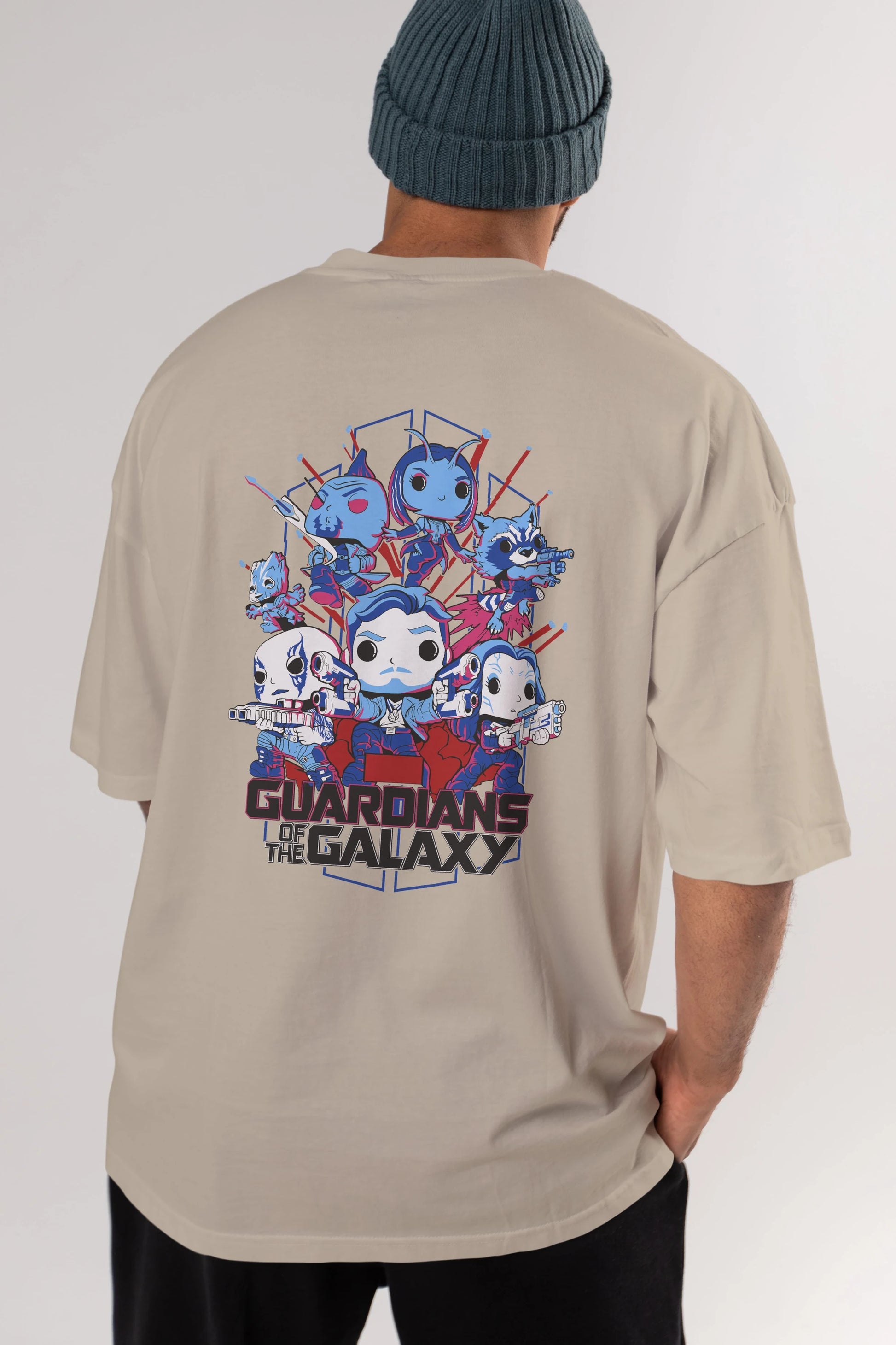 Guardians of the Galaxy Arka Baskılı Oversize t-shirt Erkek Kadın Unisex %100 Pamuk Bisiklet Yaka tişort