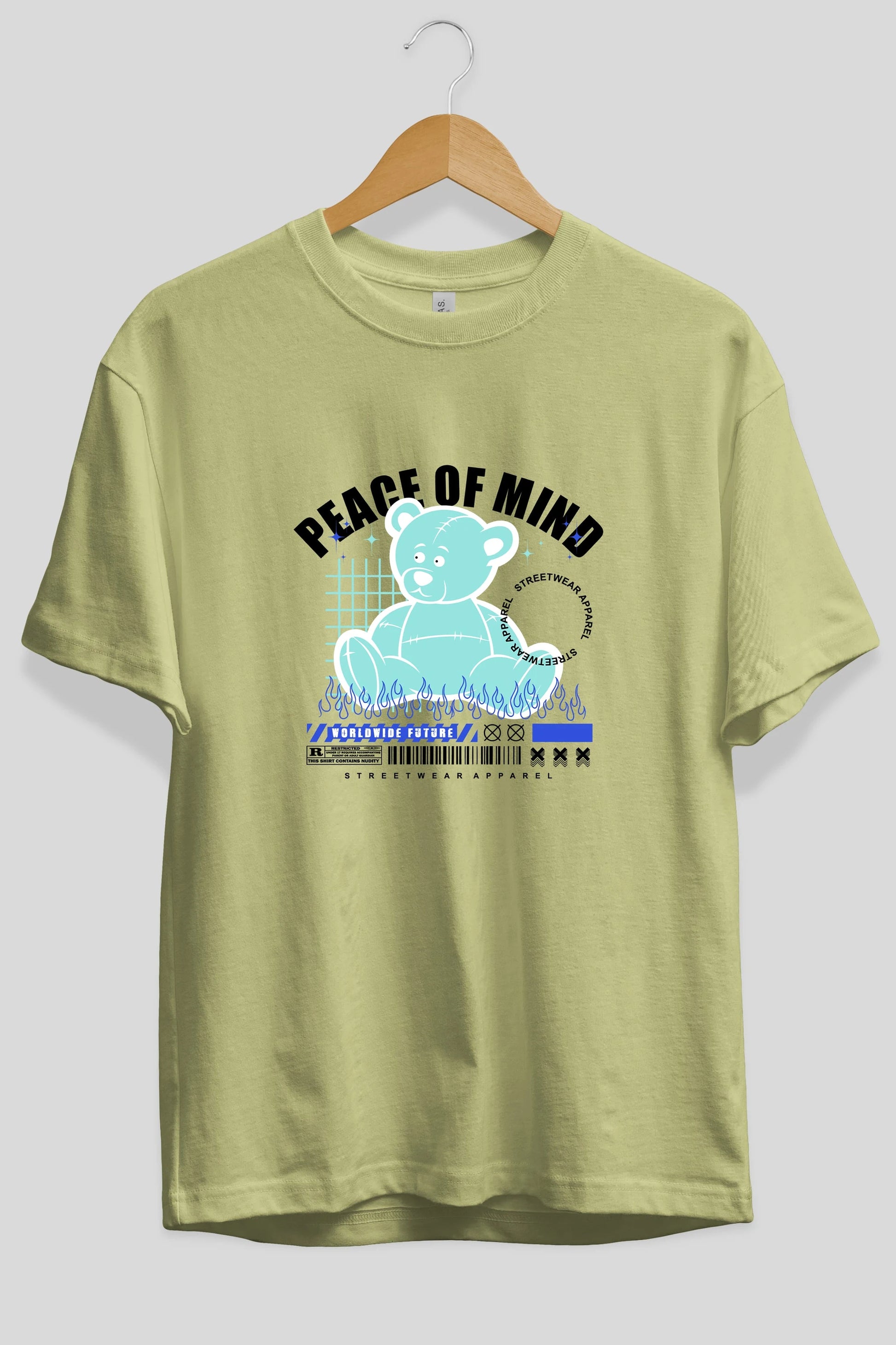 Teddy Bear Peace of Mind Ön Baskılı Oversize t-shirt Erkek Kadın Unisex