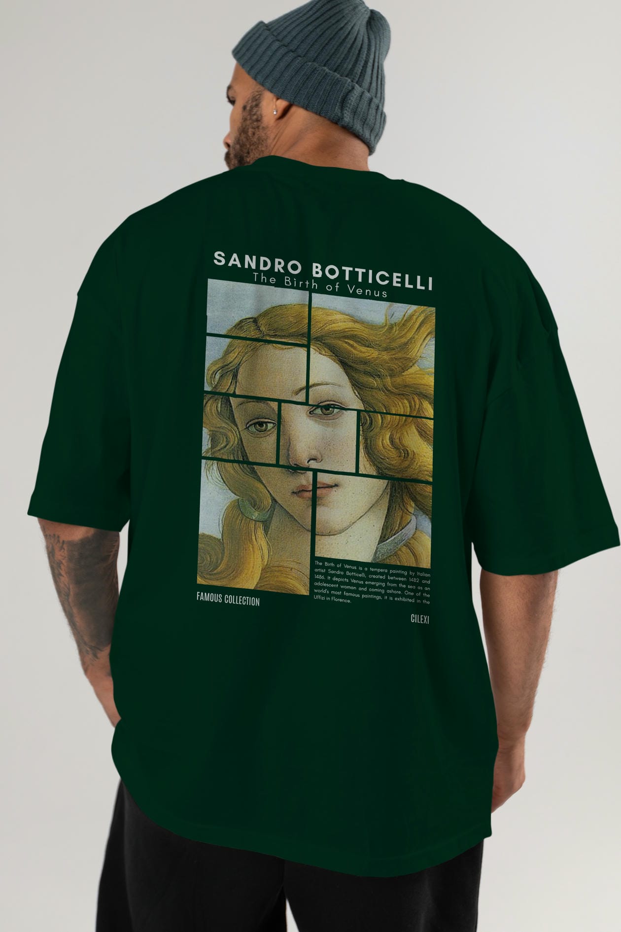 Sandro Botticelli Arka Baskılı Oversize t-shirt Erkek Kadın Bisiklet Yaka Pamuk tişort