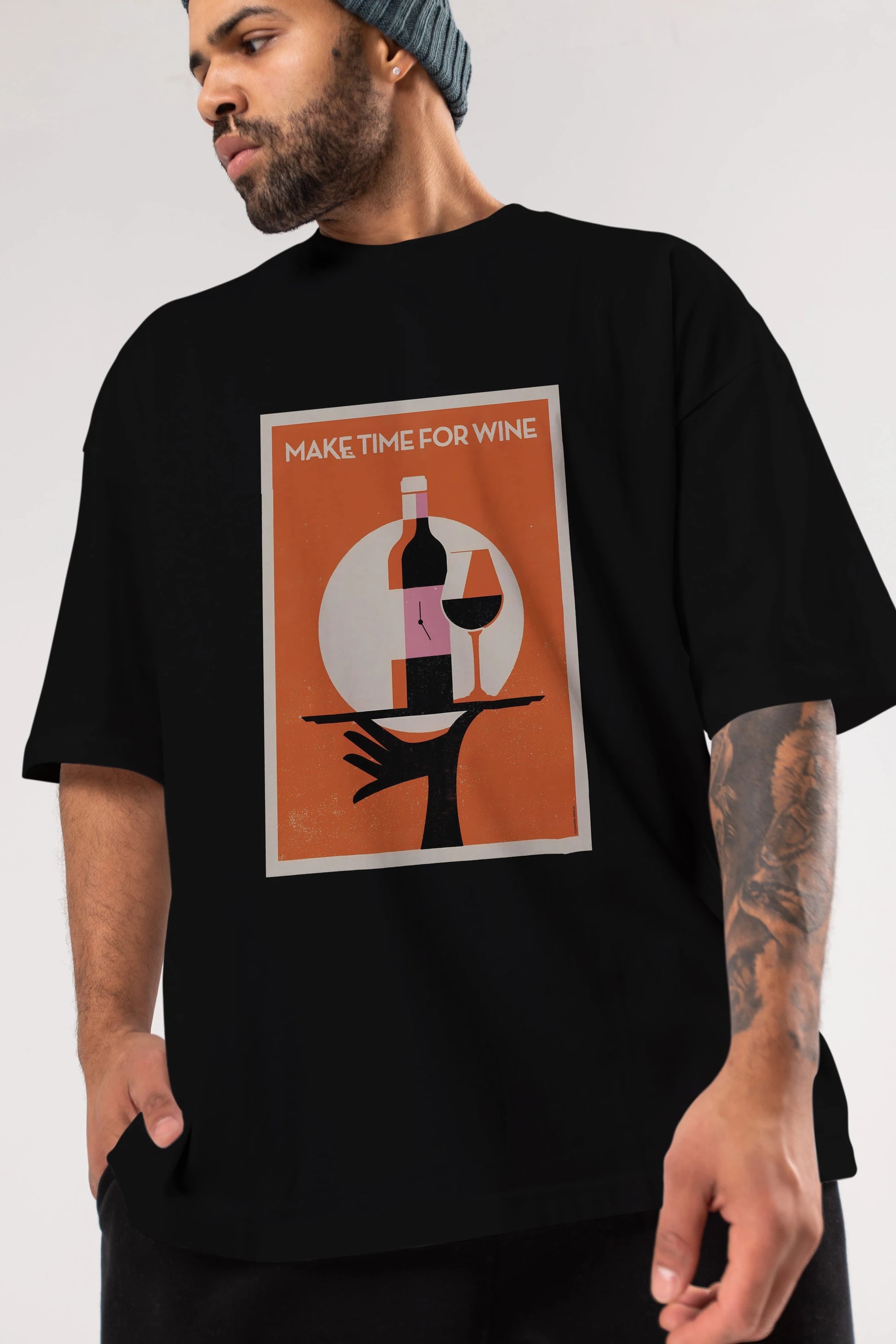 Make Time For Wine Ön Baskılı Oversize t-shirt Erkek Kadın Unisex %100 Pamuk Bisiklet Yaka tişort