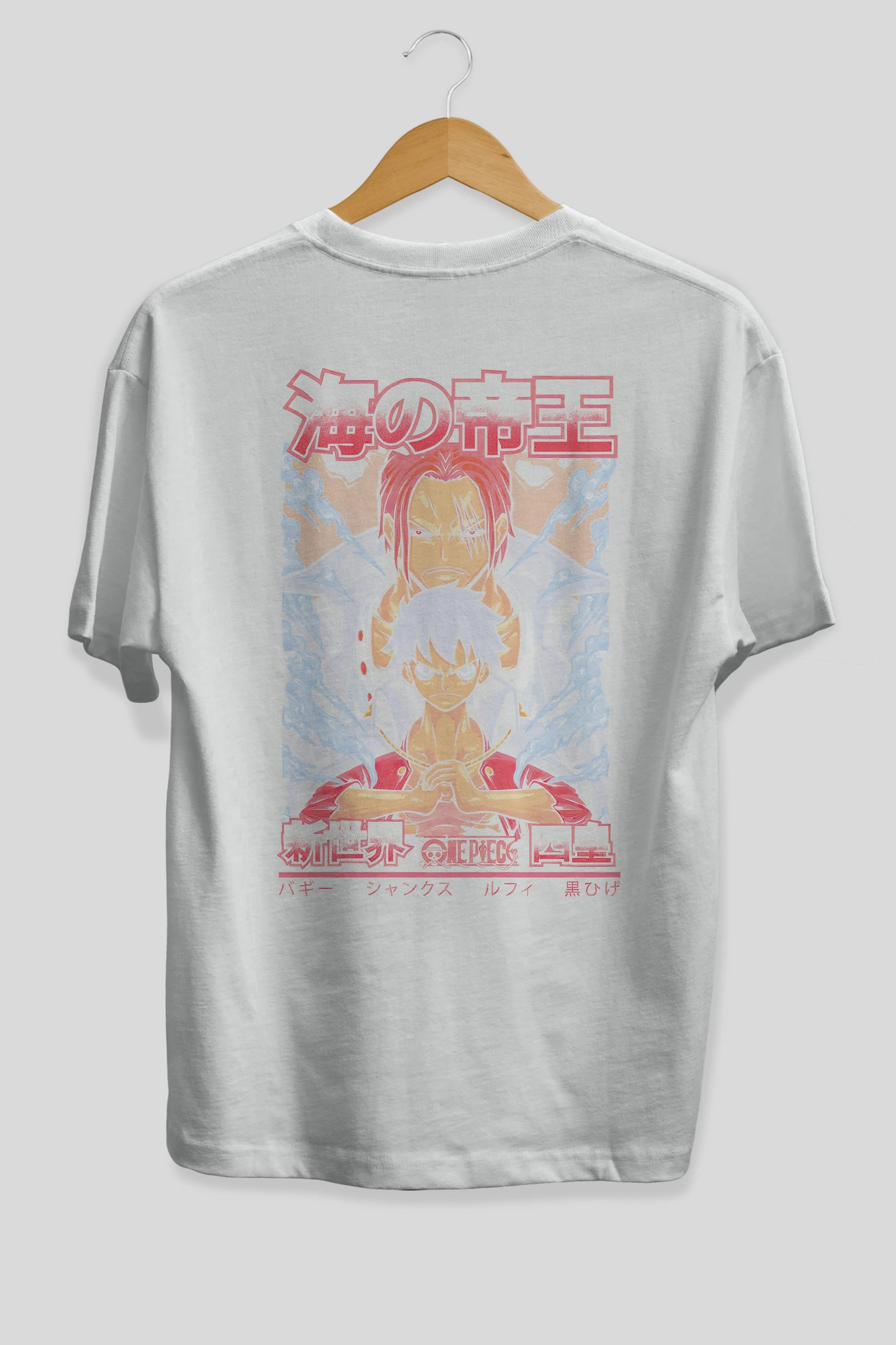 MONKEY D. LUFF and SHANKS Anime Arka Baskılı Oversize t-shirt Erkek Kadın Unisex