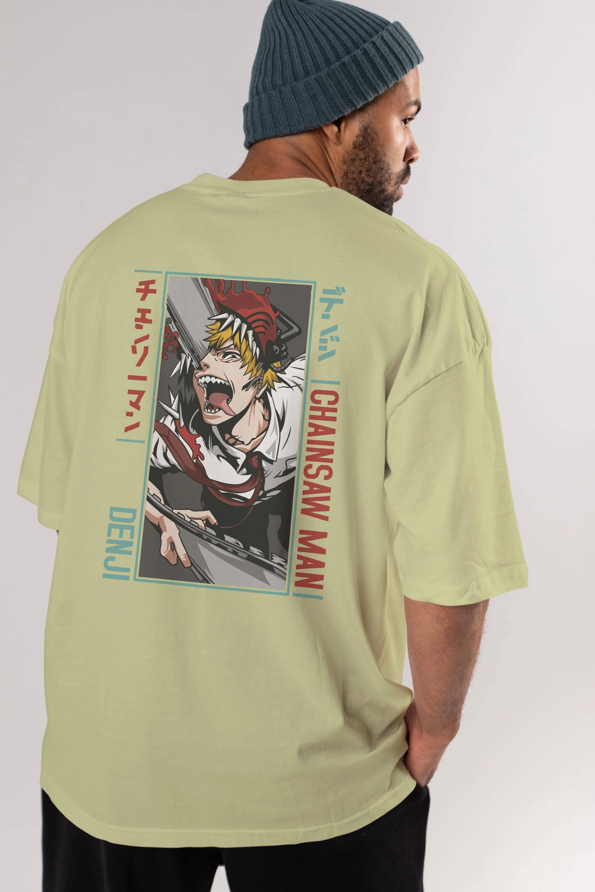 Denji Chainsaw Man Anime Arka Baskılı Oversize t-shirt Erkek Kadın Unisex
