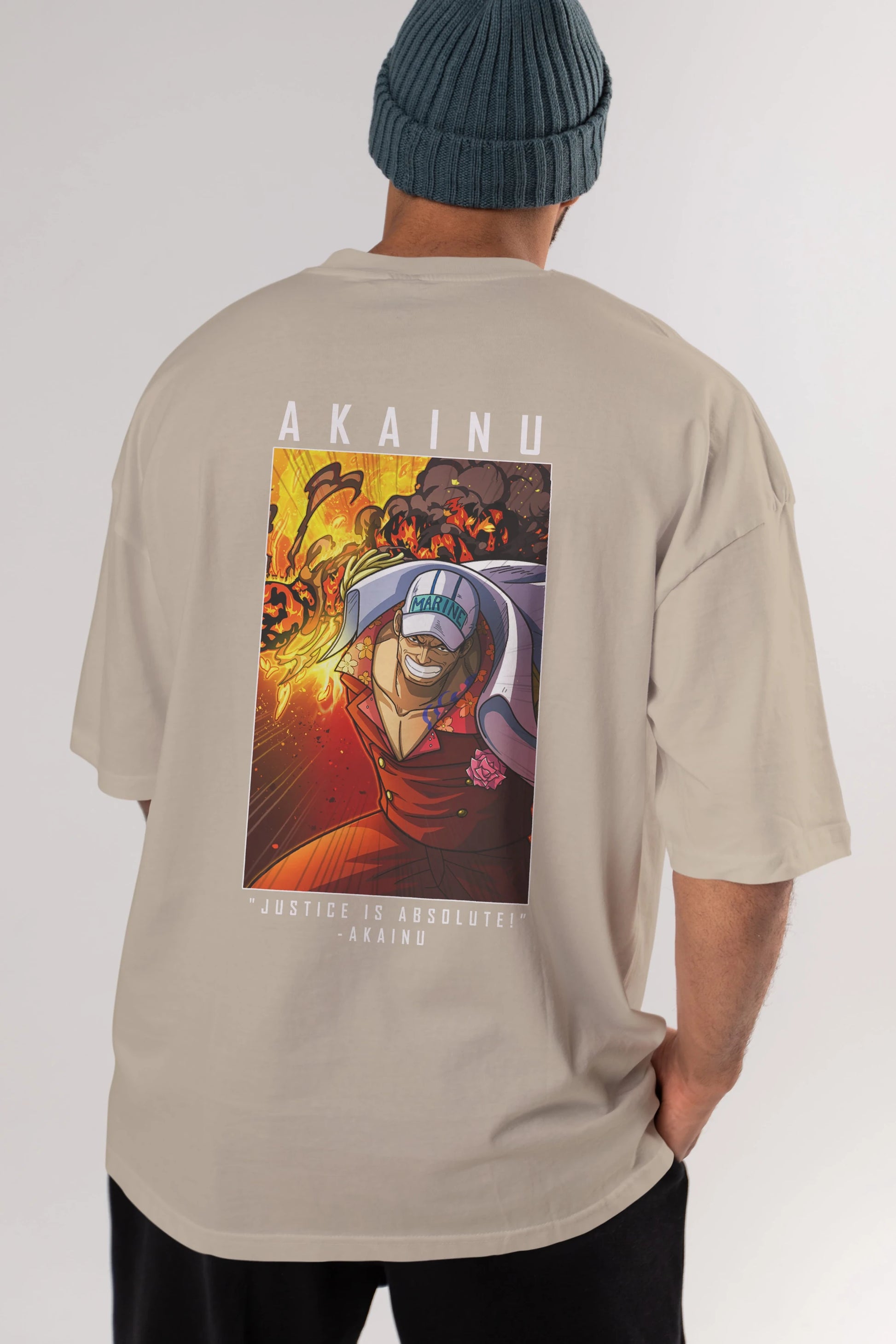 Sakazuki Anime Arka Baskılı Oversize t-shirt Erkek Kadın Unisex %100 pamuk tişort