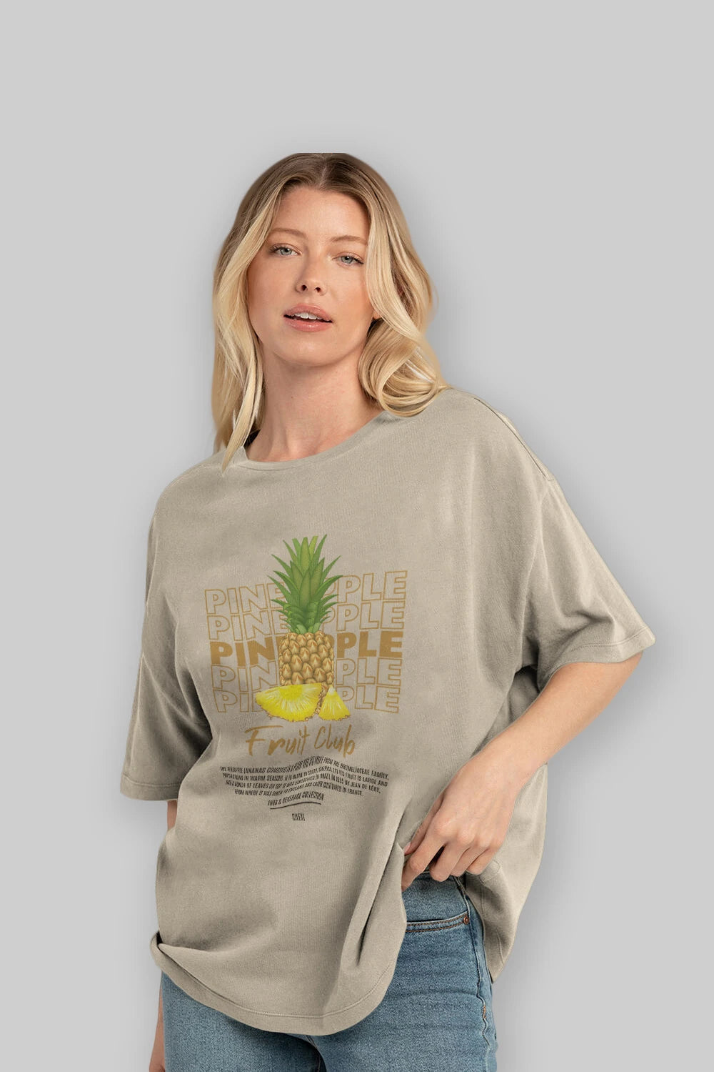 Pineapple Ön Baskılı Oversize t-shirt Erkek Kadın Pamuk Bisiklet Yaka tişort