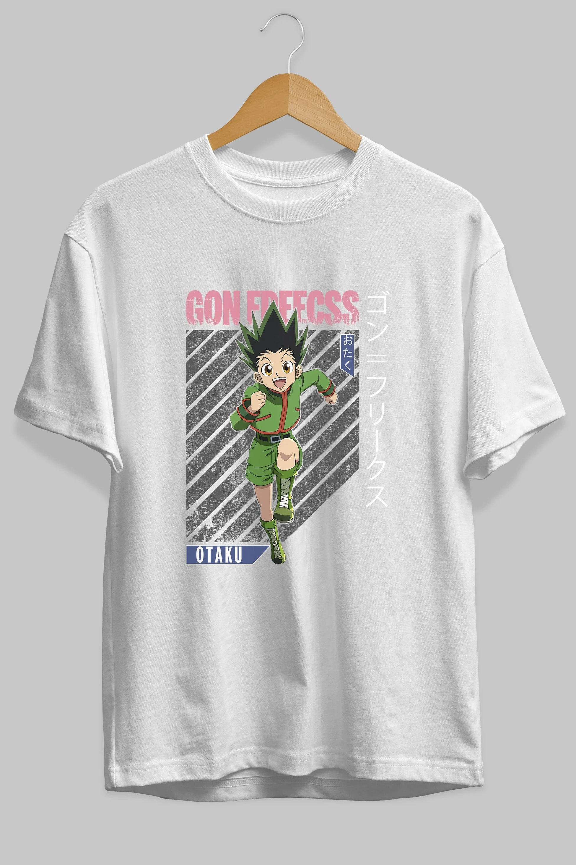 Gon Freecss HUNTER X HUNTER Anime Ön Baskılı Oversize t-shirt %100 pamuk Erkek Kadın Unisex
