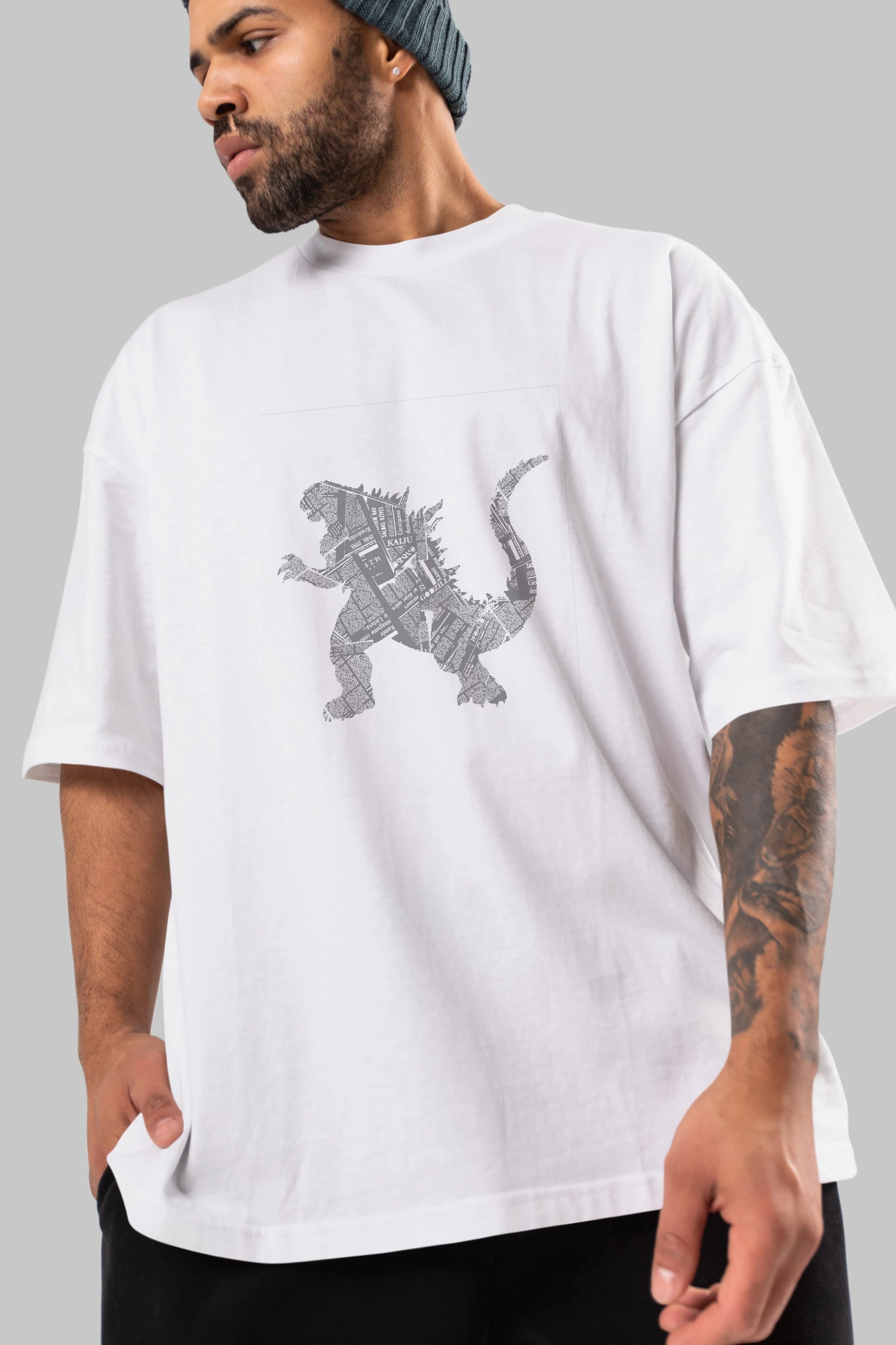 Kaiju Ön Baskılı Oversize t-shirt %100 pamuk Erkek Kadın Unisex