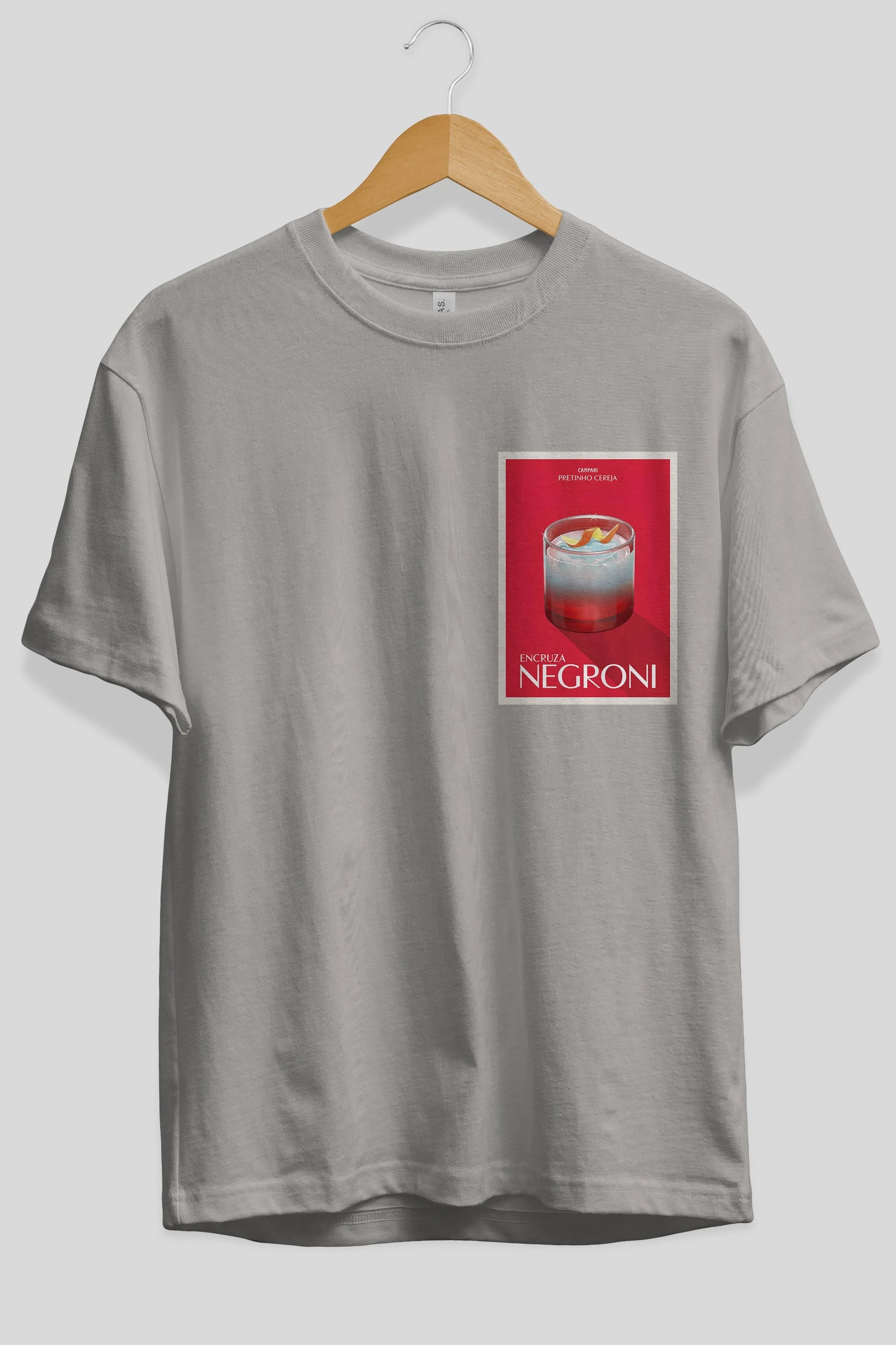 Encruza Negroni Ön Sol Baskılı Oversize t-shirt Erkek Kadın Unisex %100 Pamuk Bisiklet Yaka tişort