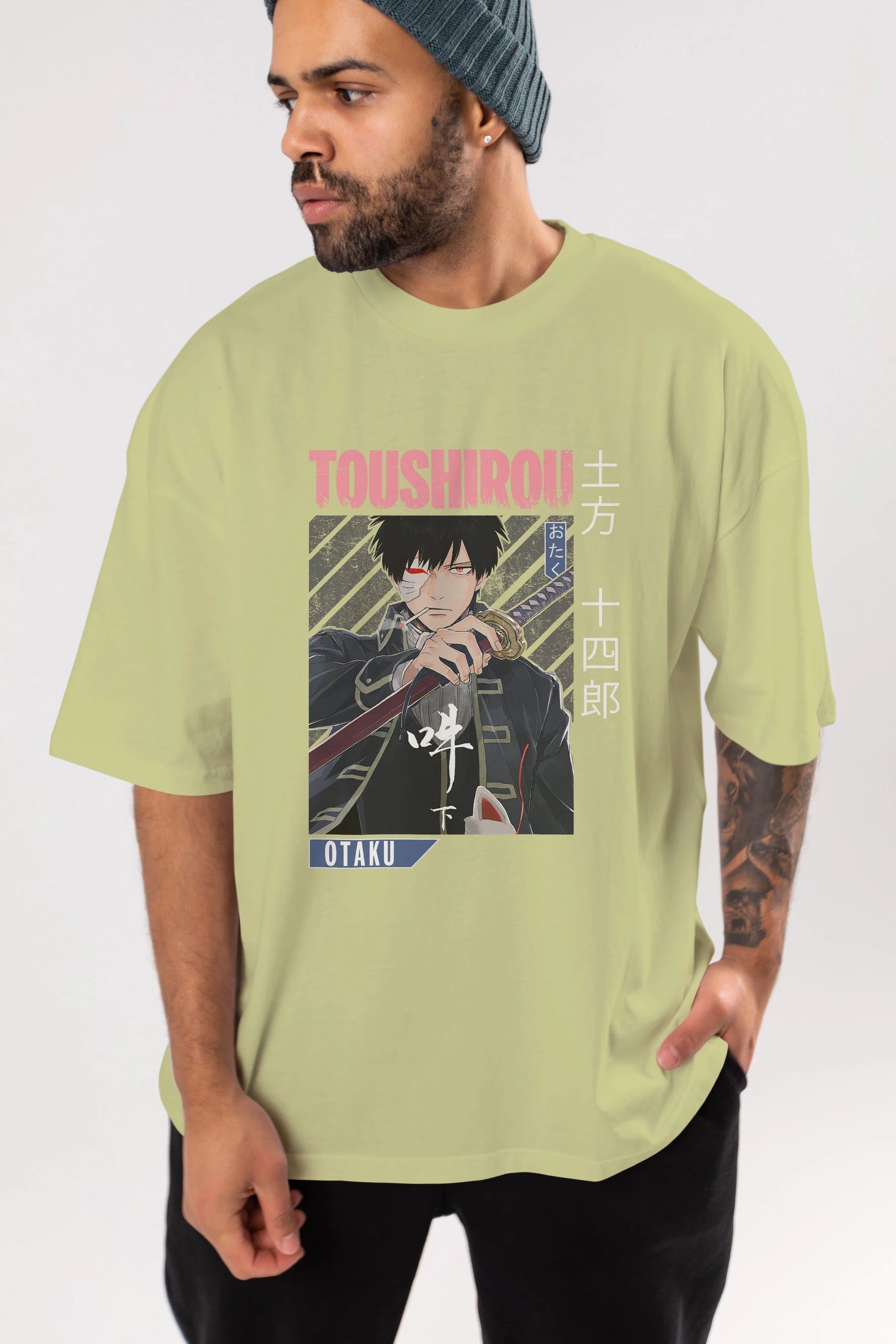 Toushirou Hijikata 1 Anime Ön Baskılı Oversize t-shirt %100 pamuk Erkek Kadın Unisex