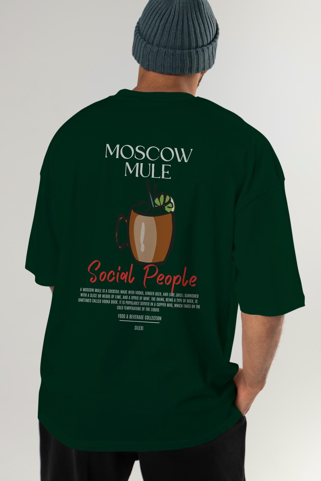 Moscow Mule Kokteyl Serisi Baskılı Oversize t-shirt Erkek Kadın Unisex %100 Pamuk Bisiklet Yaka tişort