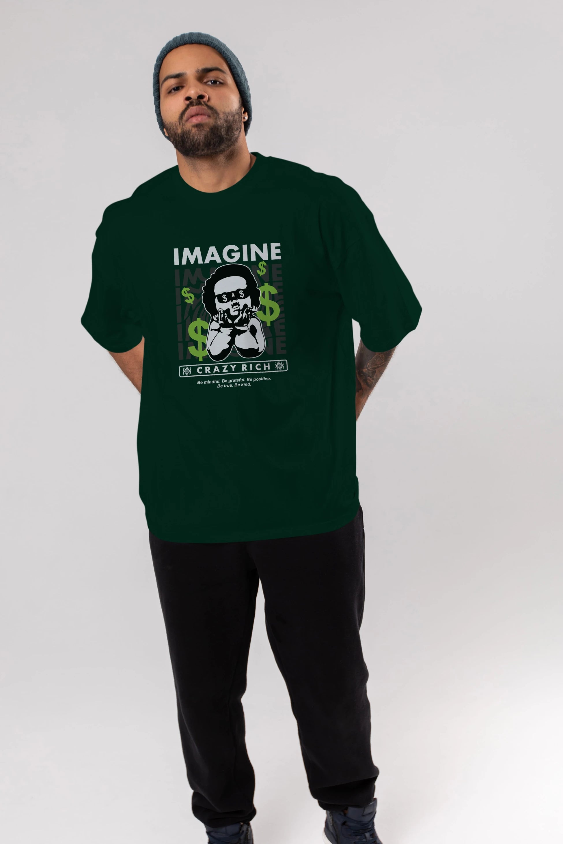 Imagine Crazy Rich Ön Baskılı Oversize t-shirt Erkek Kadın Unisex