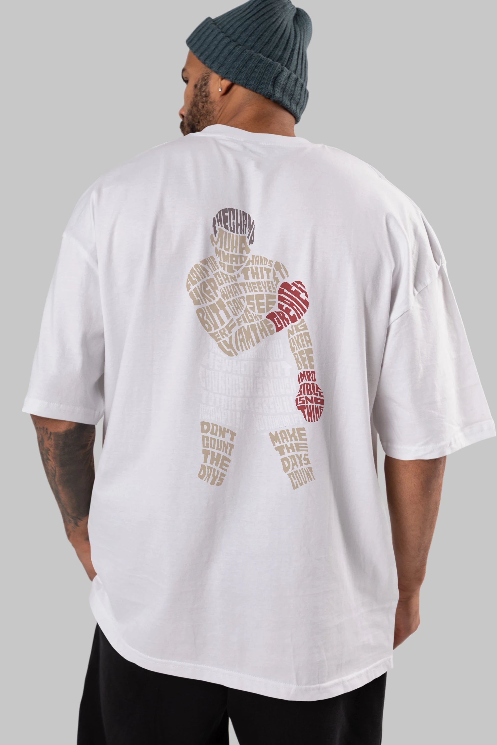 The Champ Muhammad Ali Arka Baskılı Oversize t-shirt %100 pamuk Erkek Kadın Unisex