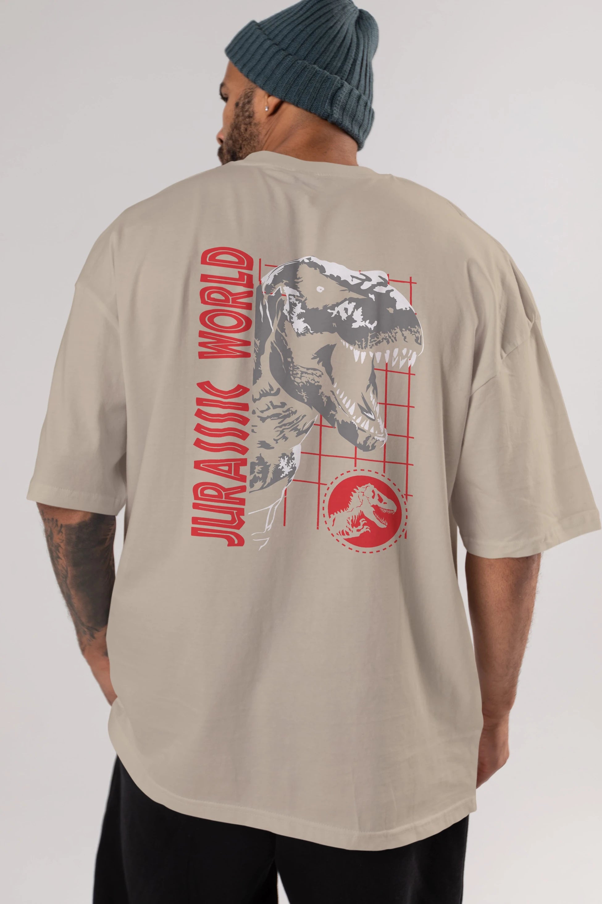 Jurassic Park (2) Arka Baskılı Oversize t-shirt Erkek Kadın Unisex %100 Pamuk Bisiklet Yaka tişort