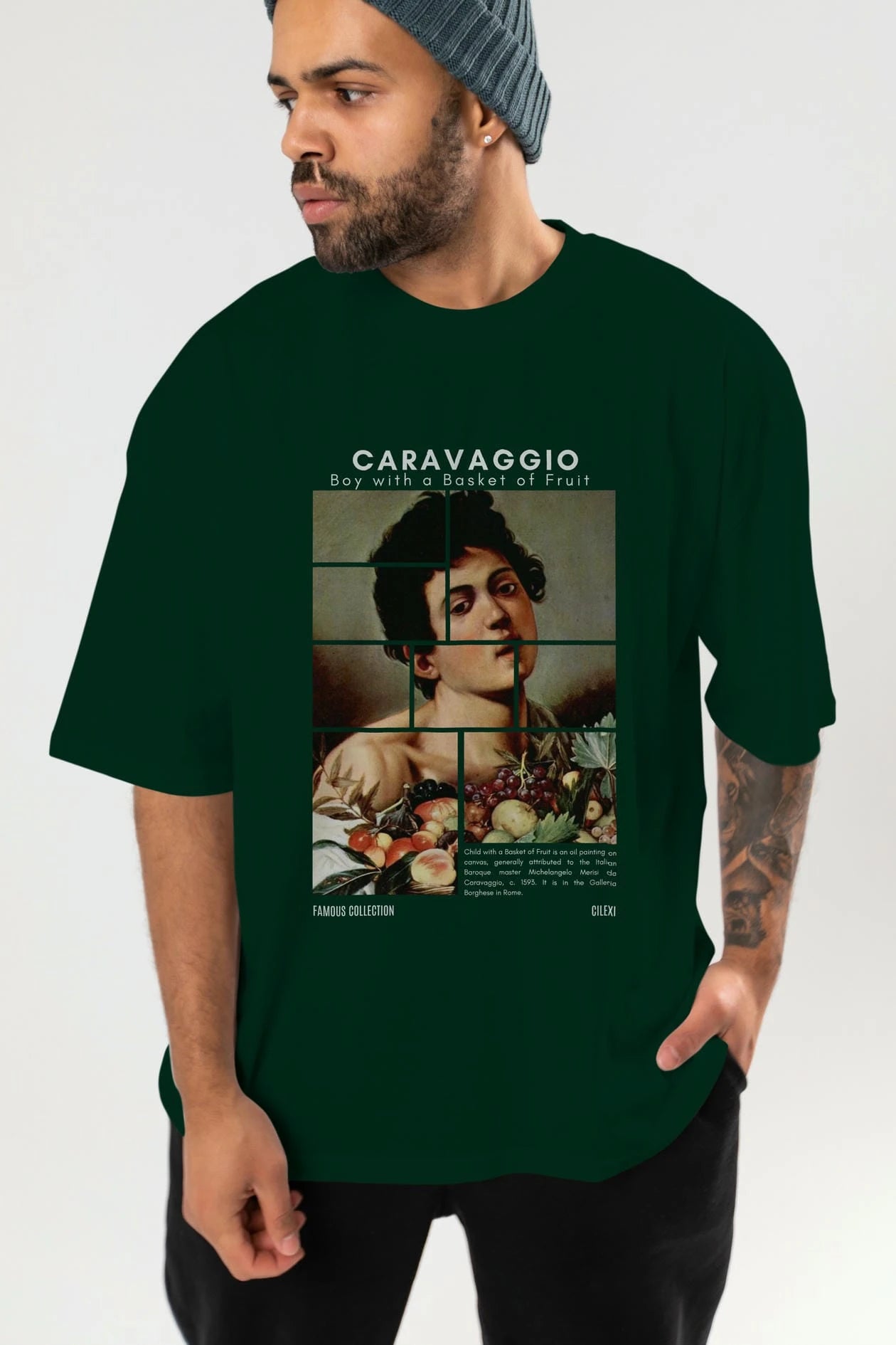Caravaggio Boy ön Baskılı Oversize t-shirt Erkek Kadın Bisiklet Yaka Pamuk tişort