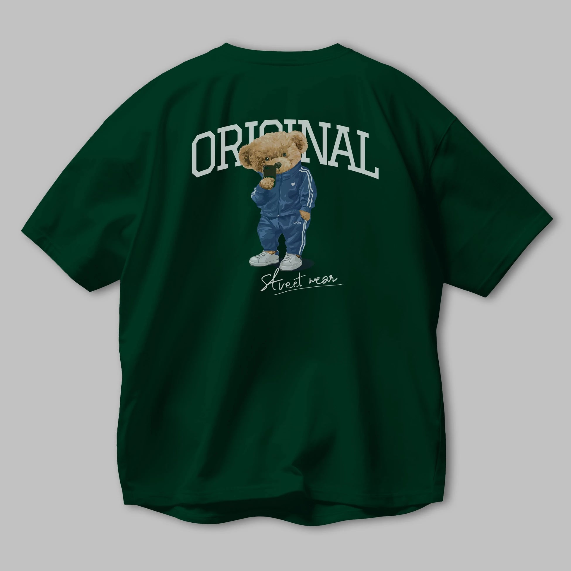 Teddy Bear Original Arka Baskılı Oversize t-shirt Erkek Kadın Unisex %100 Pamuk