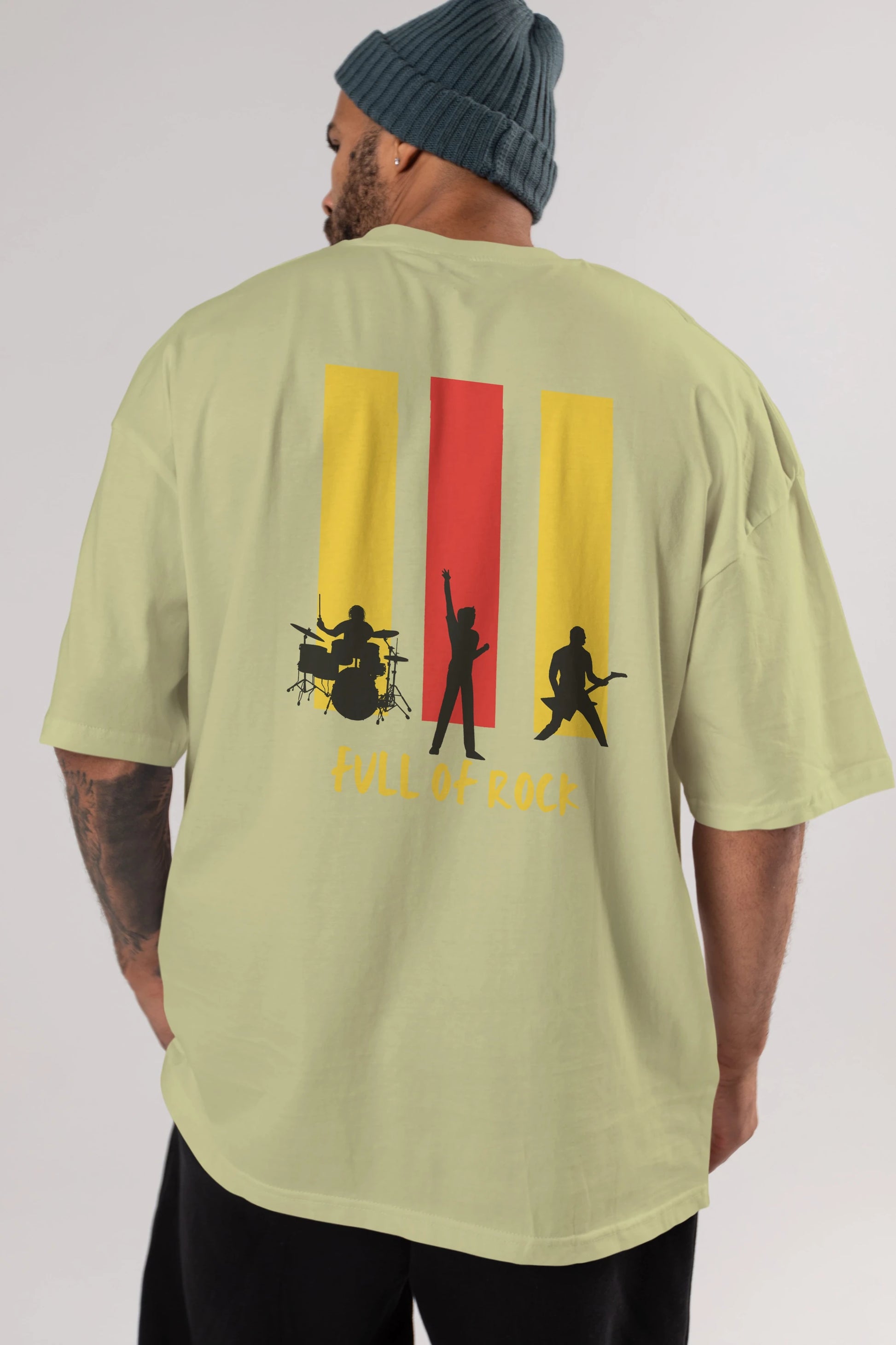 Full of Rock Yazılı Arka Baskılı Oversize t-shirt Erkek Kadın Unisex