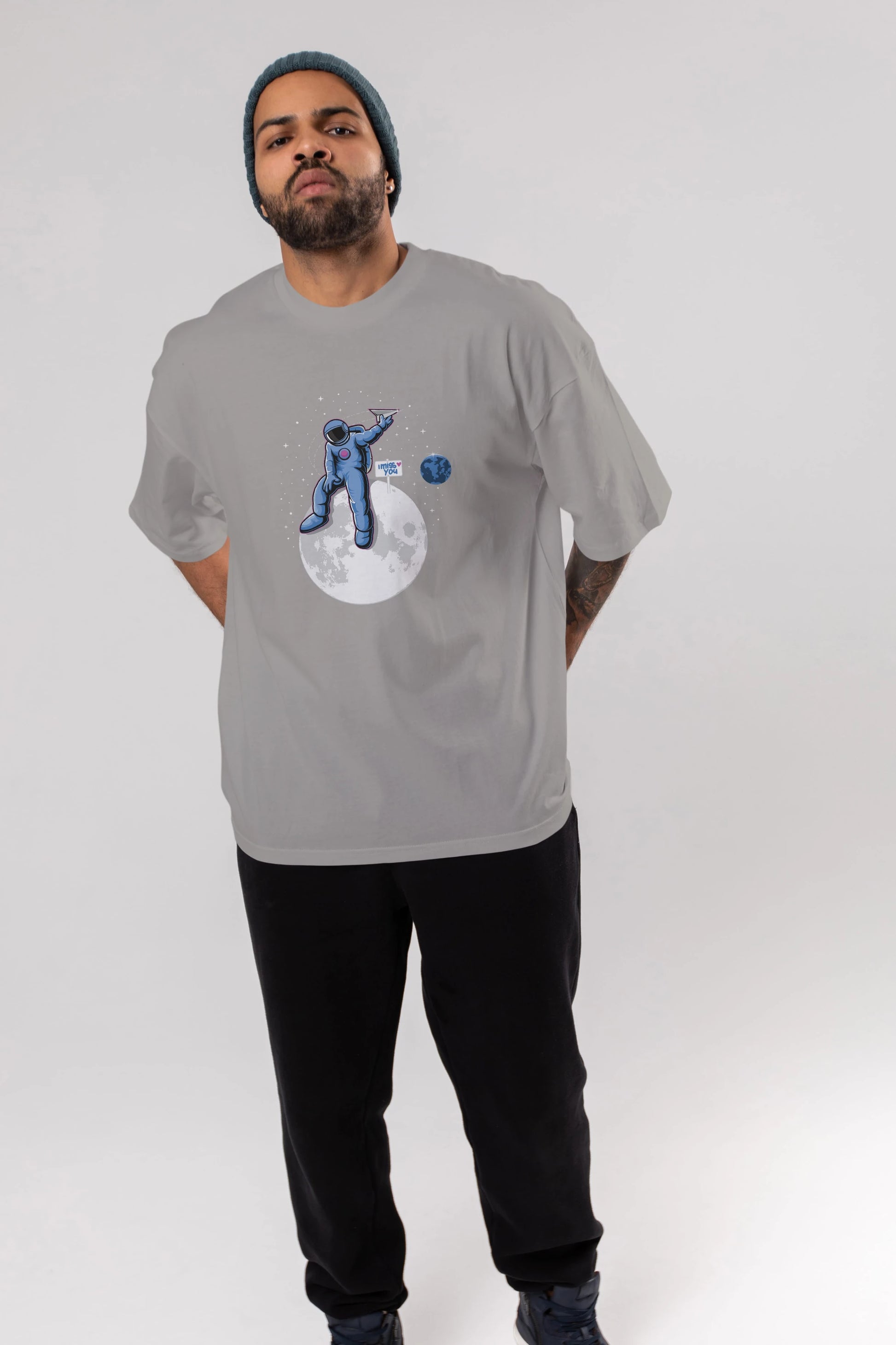 Astro Missing Earth Ön Baskılı Oversize t-shirt Erkek Kadın Unisex