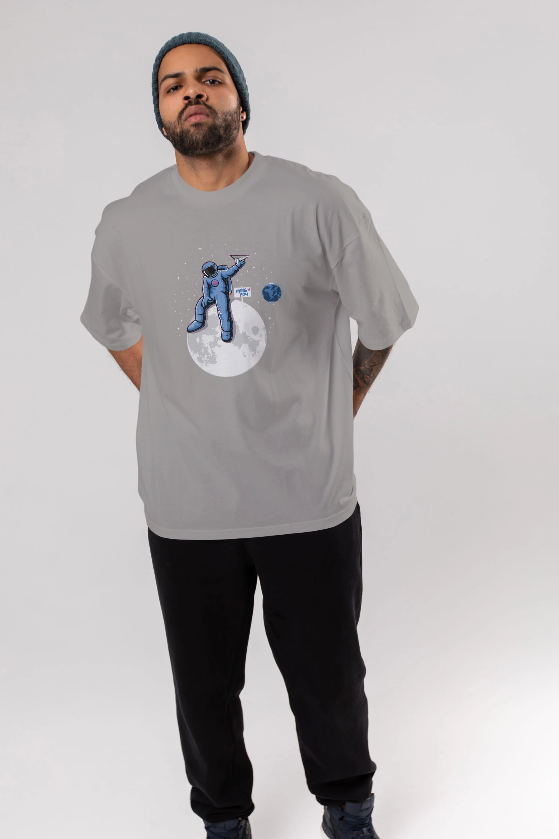 Astro Missing Earth Ön Baskılı Oversize t-shirt Erkek Kadın Unisex
