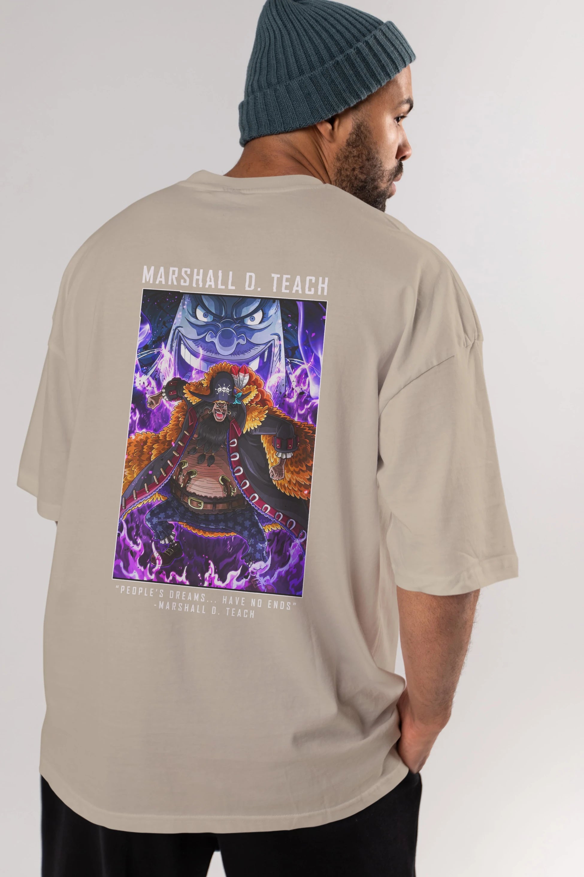Blackbeard Anime Arka Baskılı Oversize t-shirt Erkek Kadın Unisex %100 pamuk tişort
