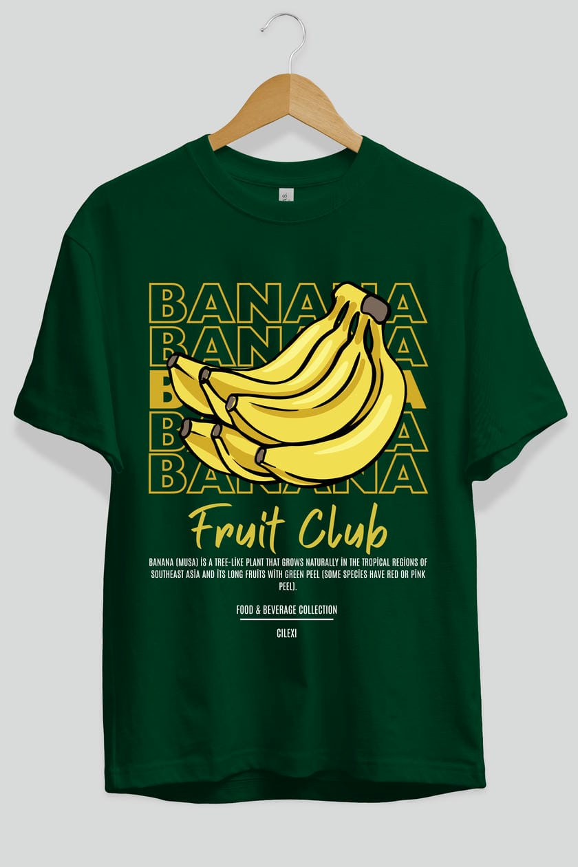 Banana Ön Baskılı Oversize t-shirt Erkek Kadın Pamuk Bisiklet Yaka tişort