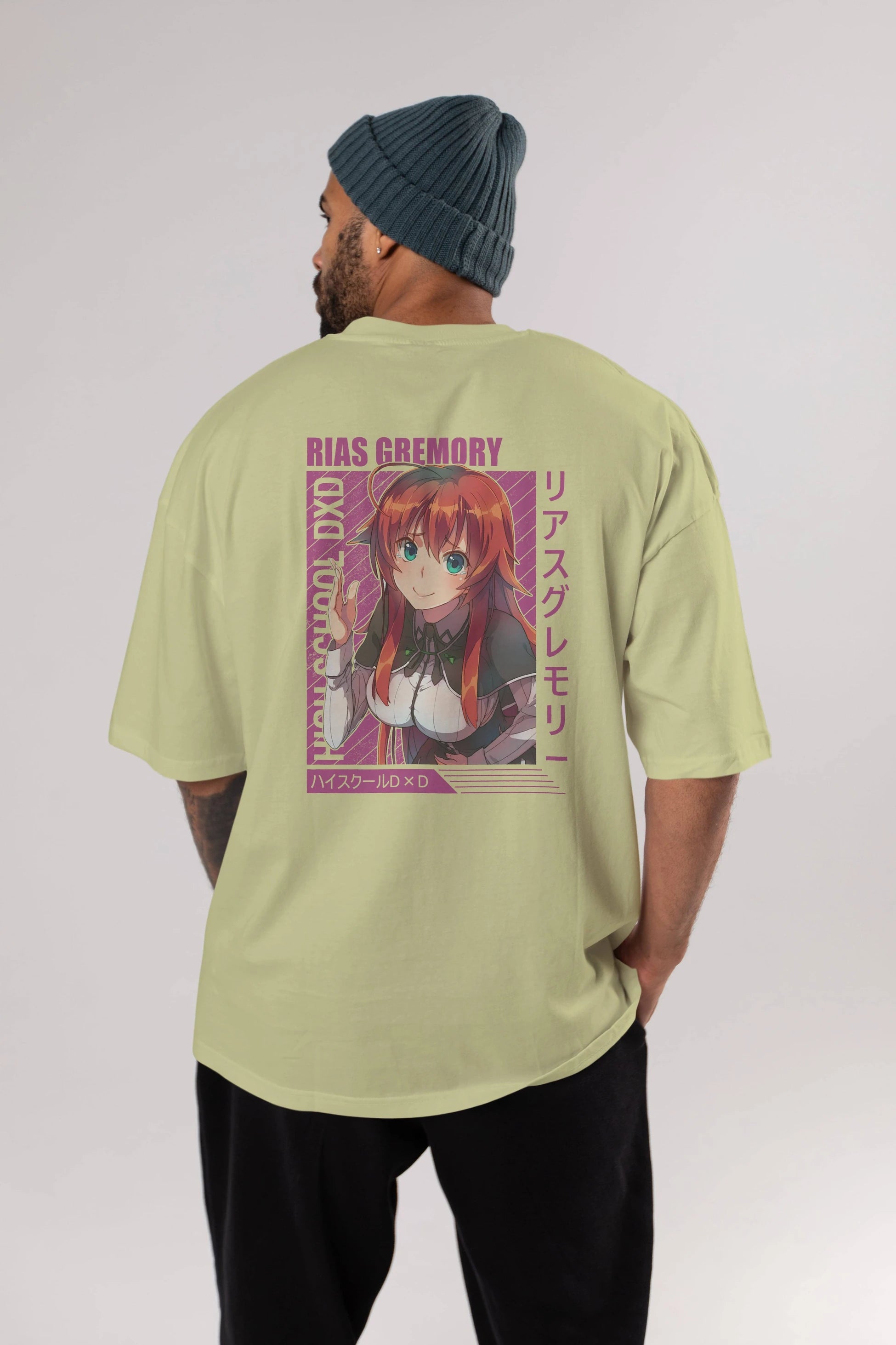 Rias Gremory 10 Anime Arka Baskılı Oversize t-shirt Erkek Kadın Unisex